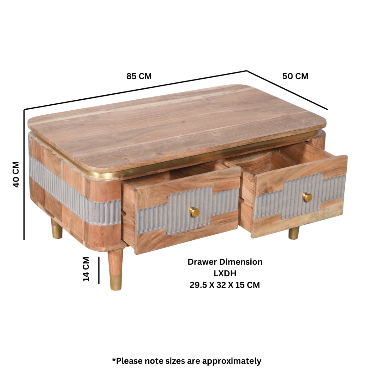 Berkley Acacia Wood 2 Drawers Coffee Table Berkley Acacia Wood 2 Drawers Coffee Table
