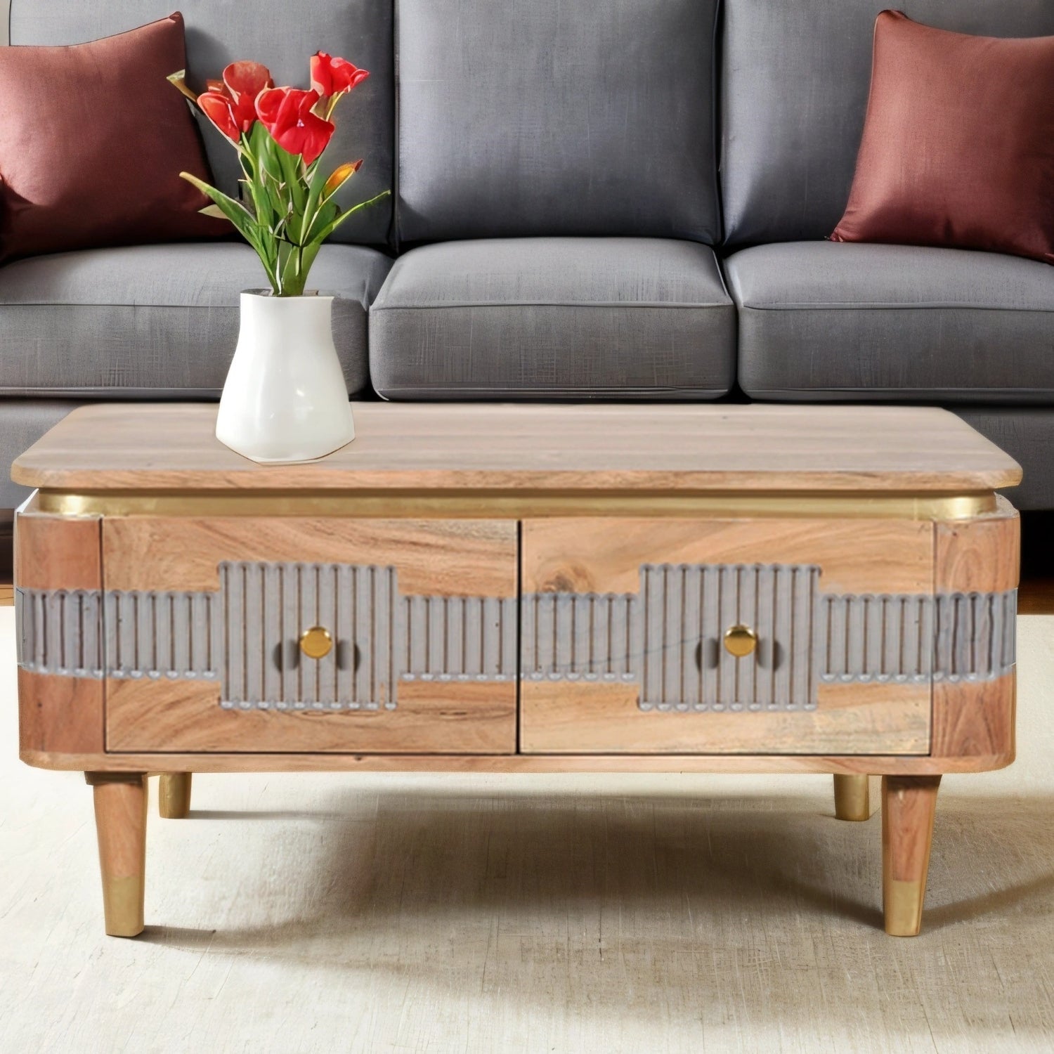 Berkley Acacia Wood 2 Drawers Coffee Table Berkley Acacia Wood 2 Drawers Coffee Table