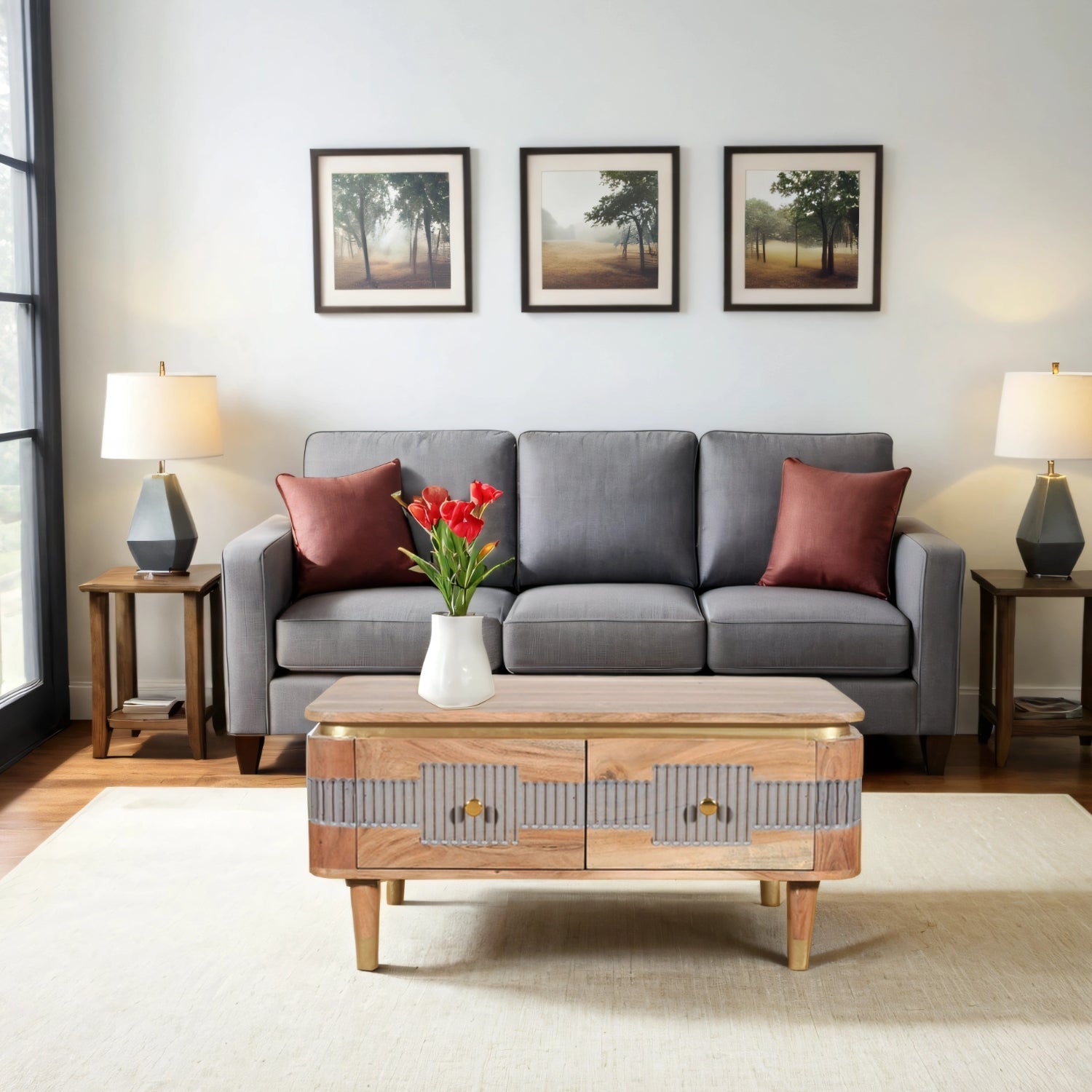 Berkley Acacia Wood 2 Drawers Coffee Table Berkley Acacia Wood 2 Drawers Coffee Table