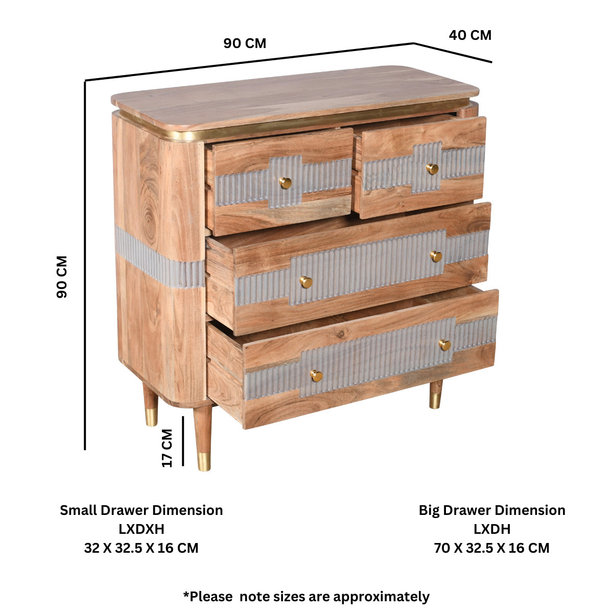 Berkley Acacia Wood 4 Drawers Chest Berkley Acacia Wood 4 Drawers Chest