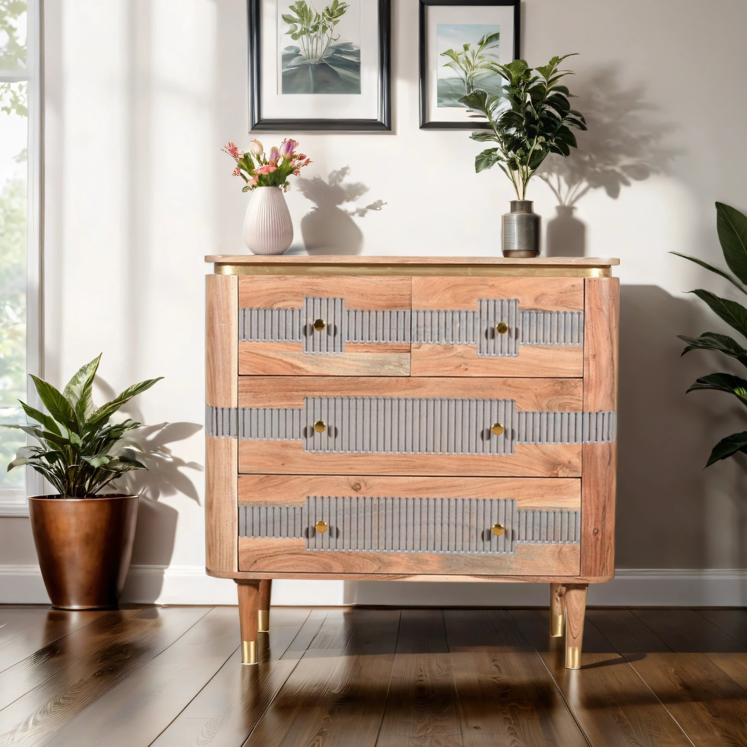 Berkley Acacia Wood 4 Drawers Chest Berkley Acacia Wood 4 Drawers Chest