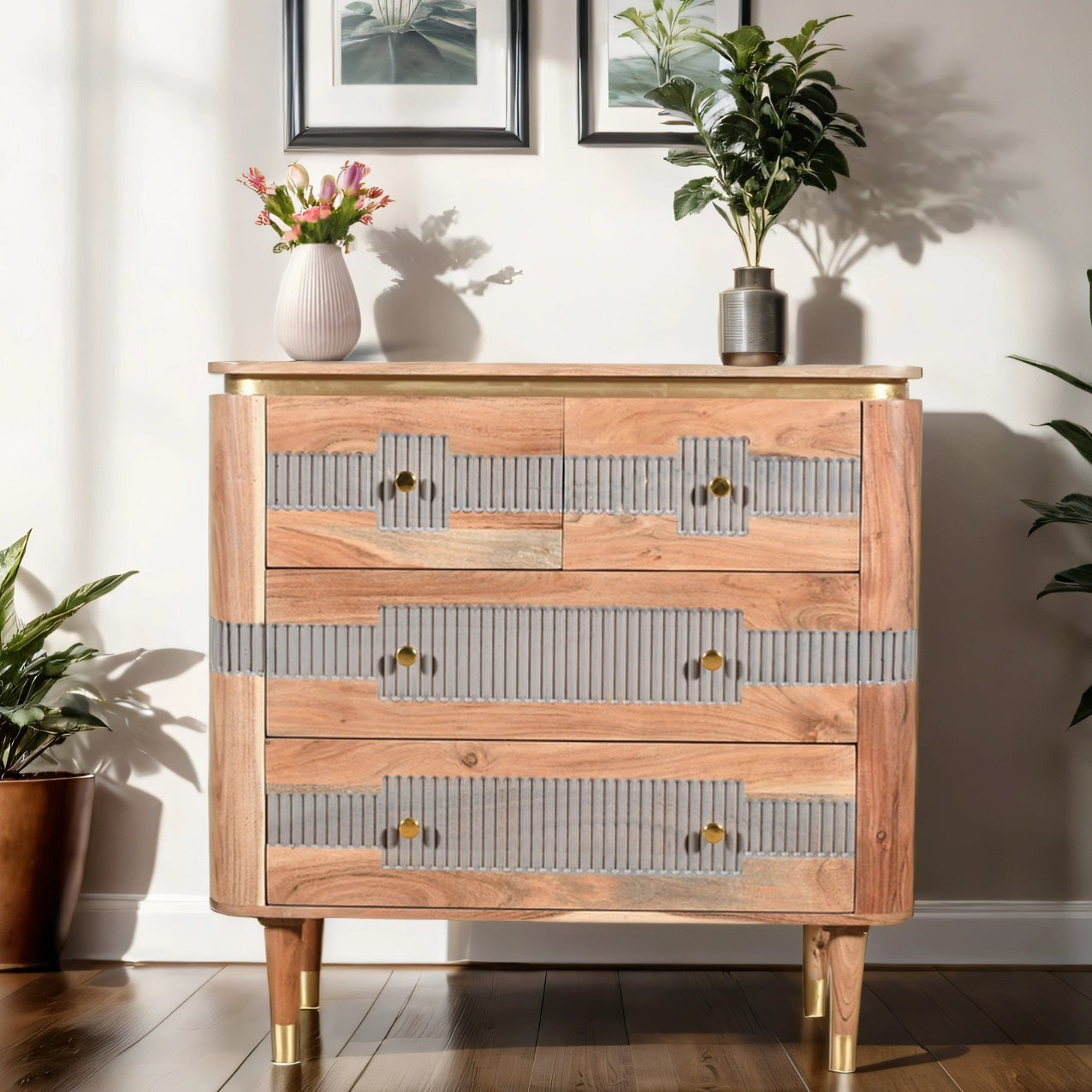 Berkley Acacia Wood 4 Drawers Chest Berkley Acacia Wood 4 Drawers Chest