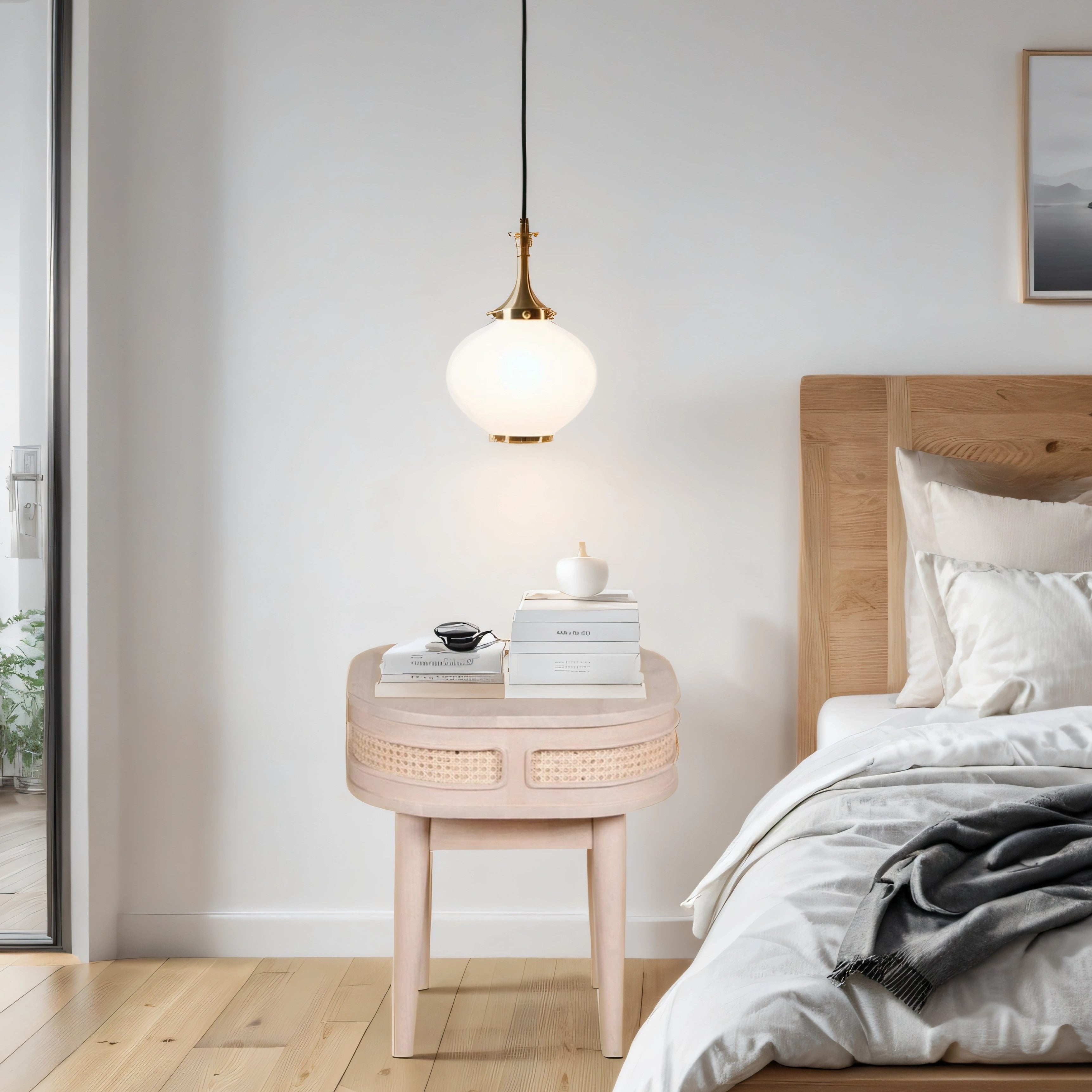 Chester Cane And Wood Bedside Table Chester Cane And Wood Bedside Table