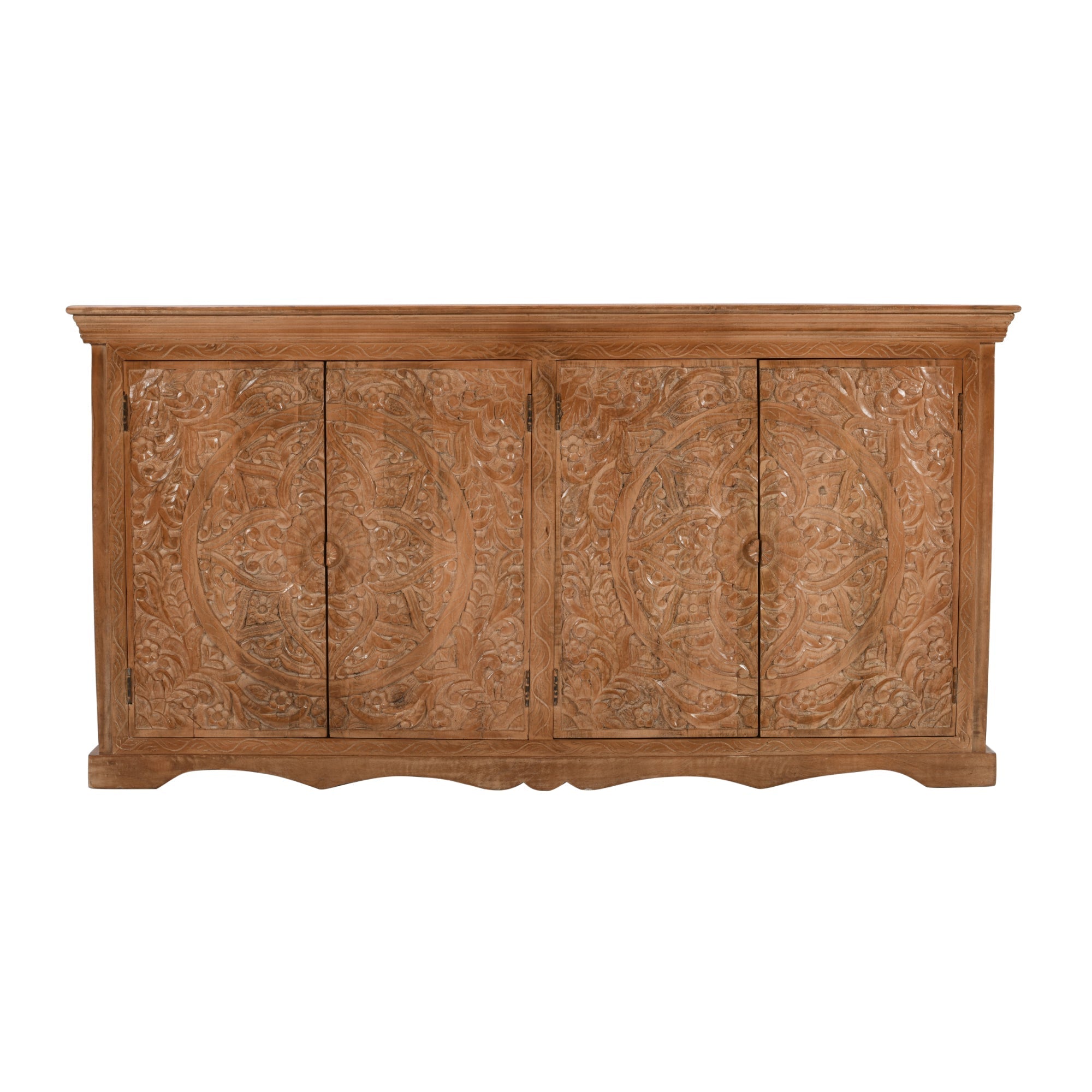 Carved Mango Wood Extra Large Sideboard with 4 Doors Carved Mango Wood Extra Large Sideboard with 4 Doors