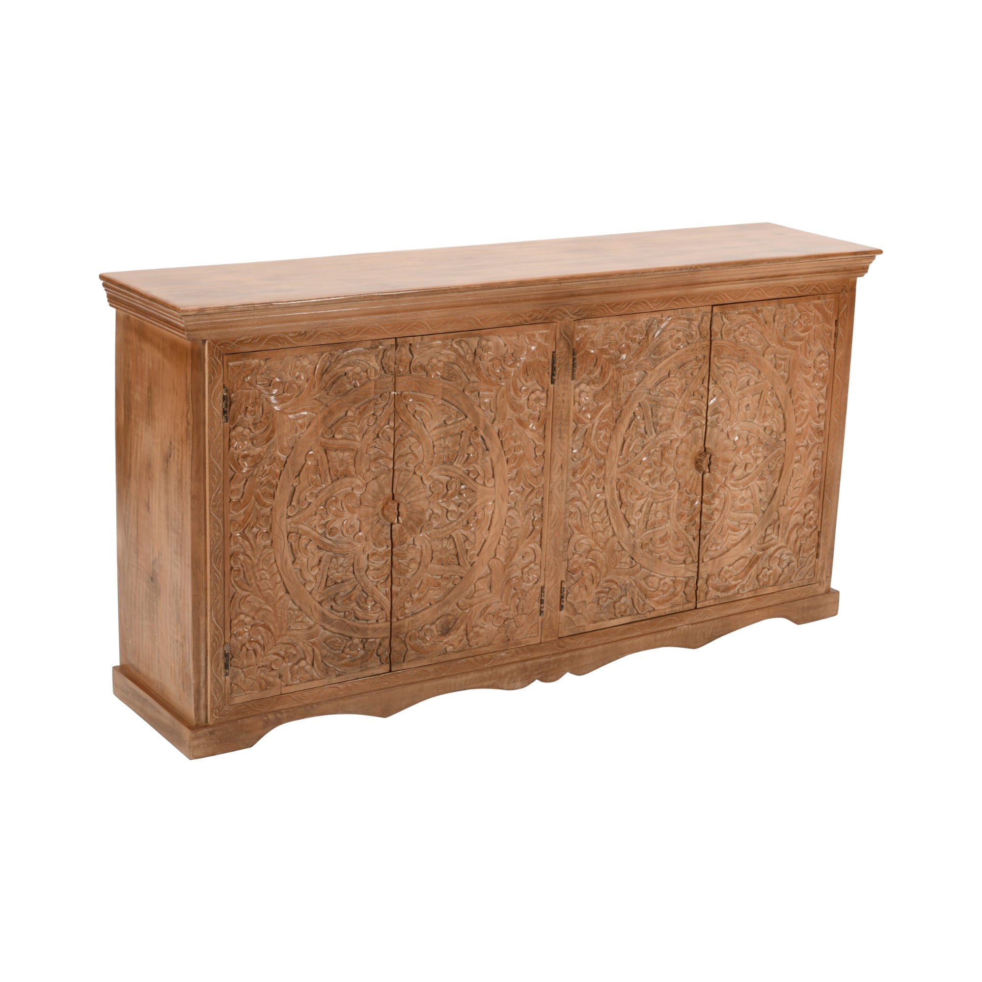Carved Mango Wood Extra Large Sideboard with 4 Doors Carved Mango Wood Extra Large Sideboard with 4 Doors