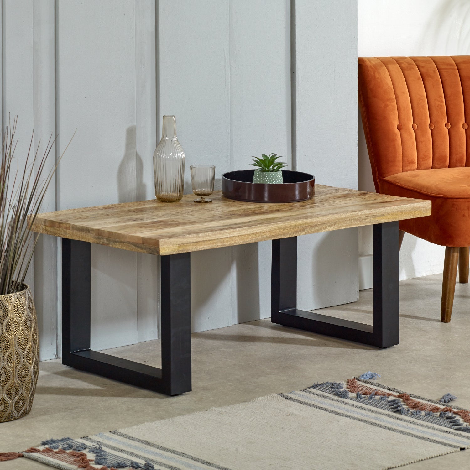 Merlin Mango Wooden & Metal Coffee Table Merlin Mango Wooden & Metal Coffee Table