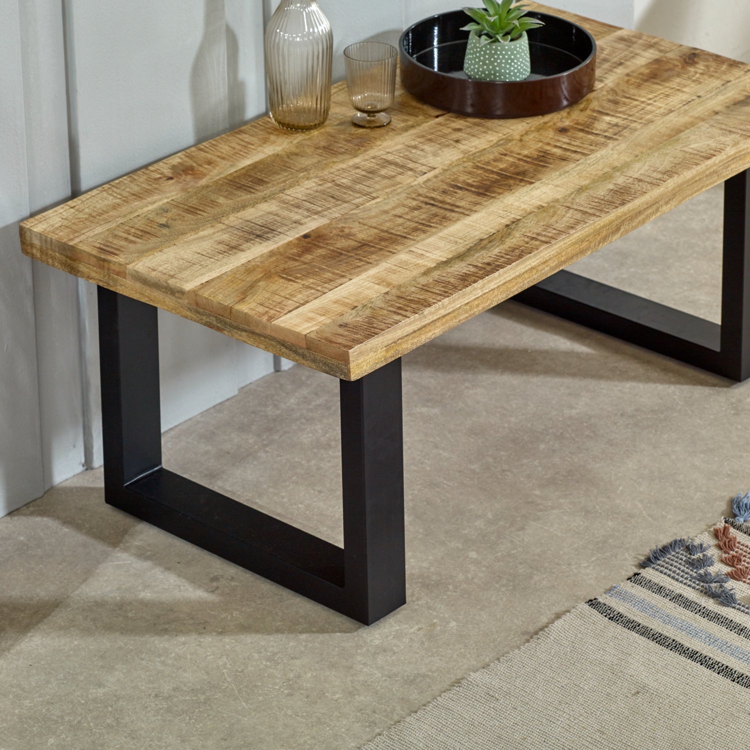 Merlin Mango Wooden & Metal Coffee Table Merlin Mango Wooden & Metal Coffee Table