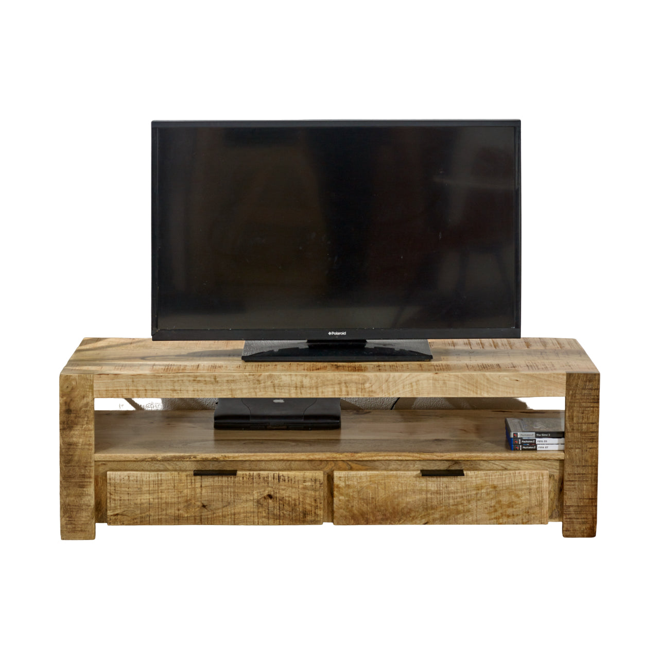 Merlin Mango Wooden Tv Stand With 2 Drawers Merlin Mango Wooden Tv Stand With 2 Drawers
