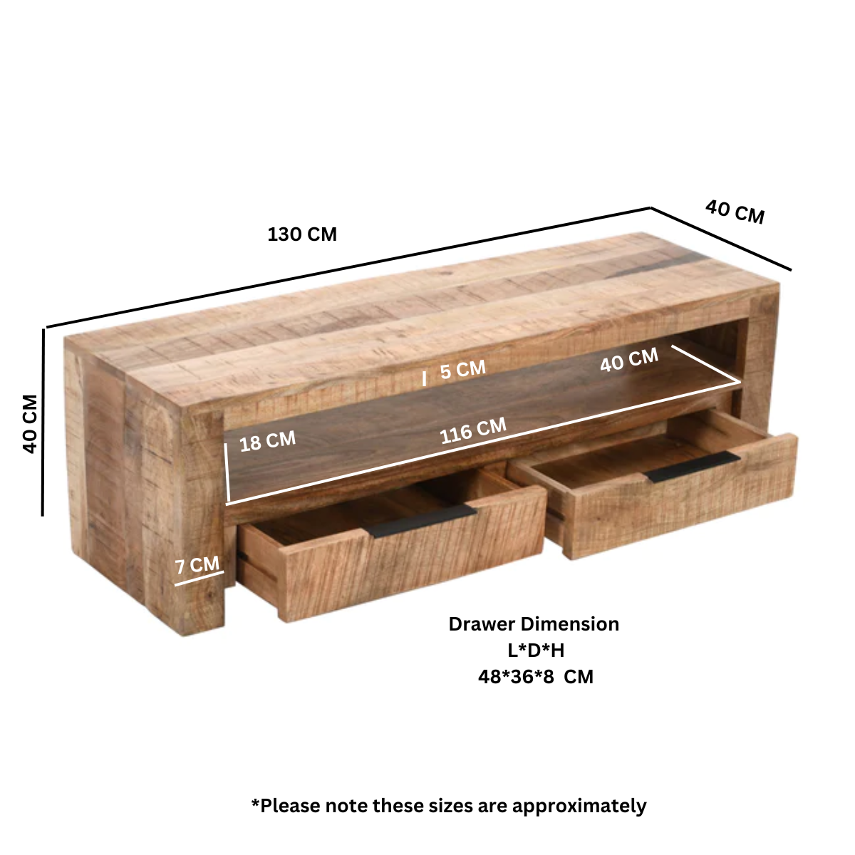Merlin Mango Wooden Tv Stand With 2 Drawers Merlin Mango Wooden Tv Stand With 2 Drawers