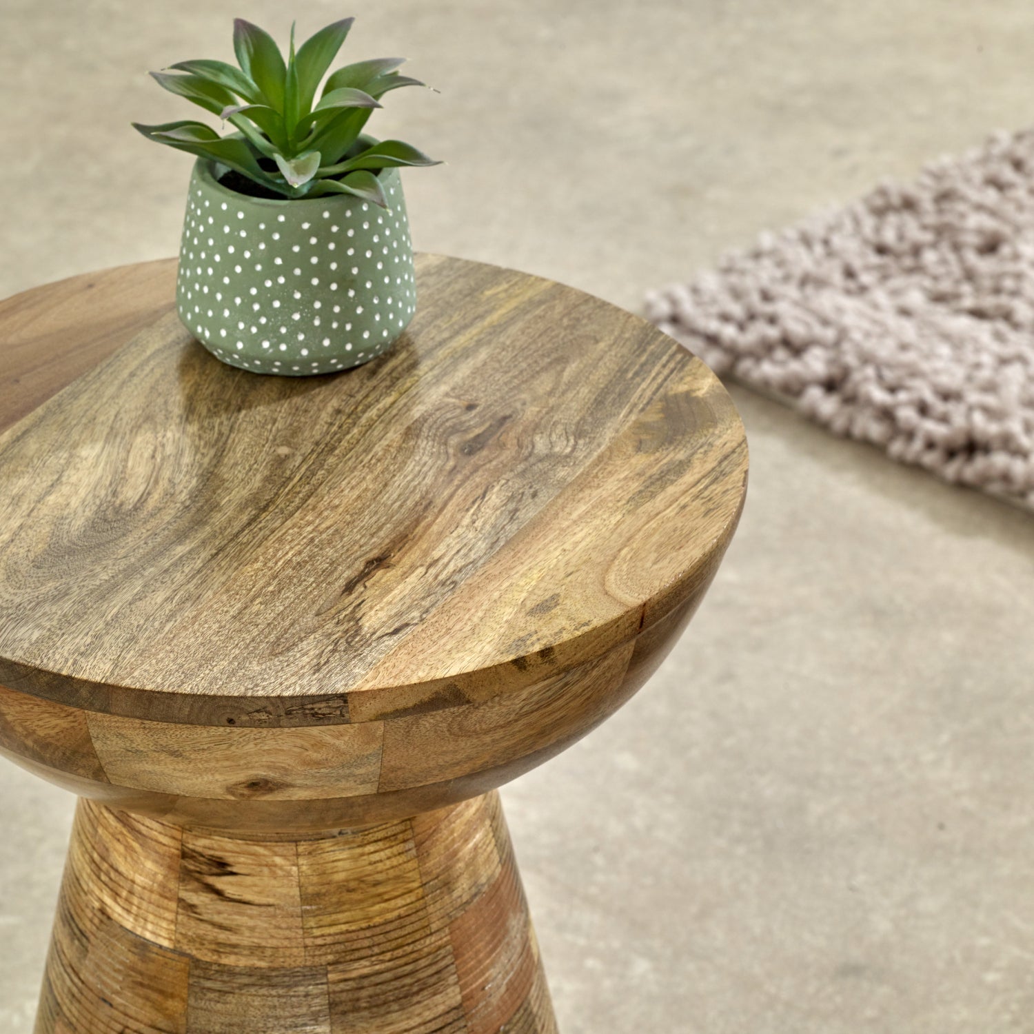 Merlin Mango Wooden Round Side Table Mushroom Style Merlin Mango Wooden Round Side Table Mushroom Style