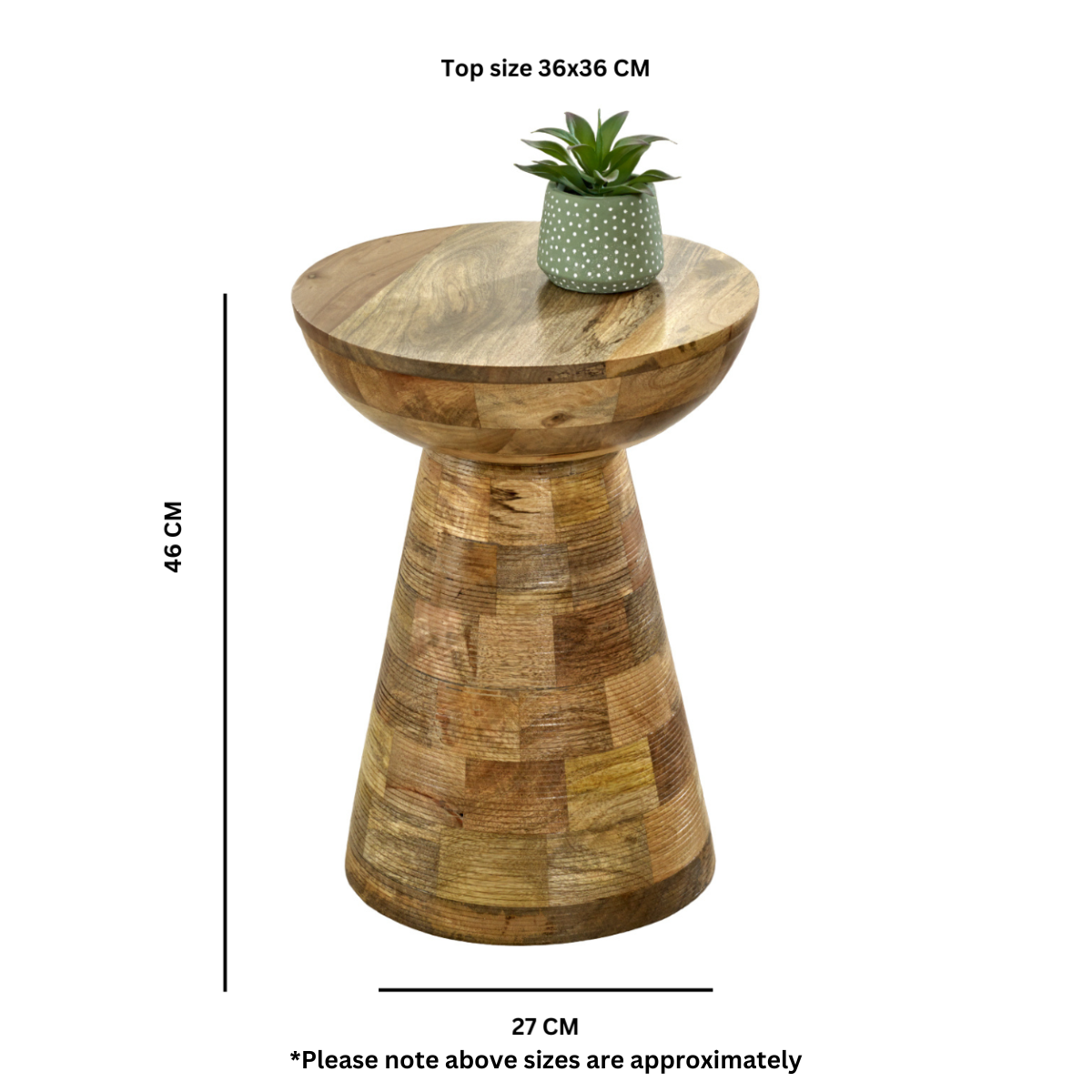 Merlin Mango Wooden Round Side Table Mushroom Style Merlin Mango Wooden Round Side Table Mushroom Style