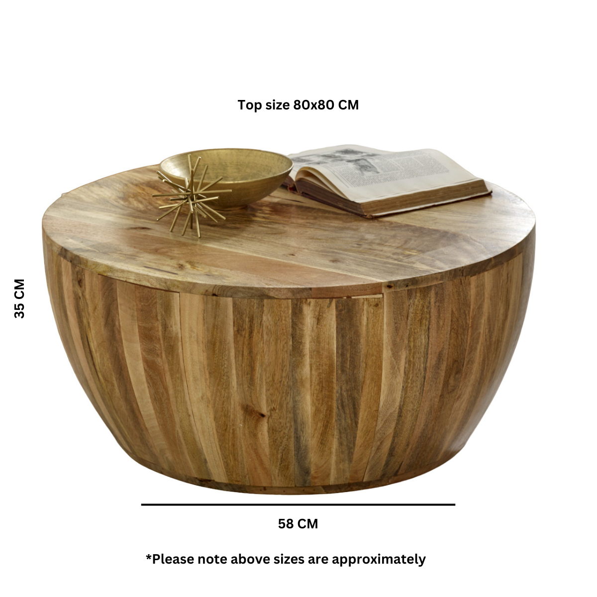 Merlin Mango Wooden Drum Coffee Table Merlin Mango Wooden Drum Coffee Table