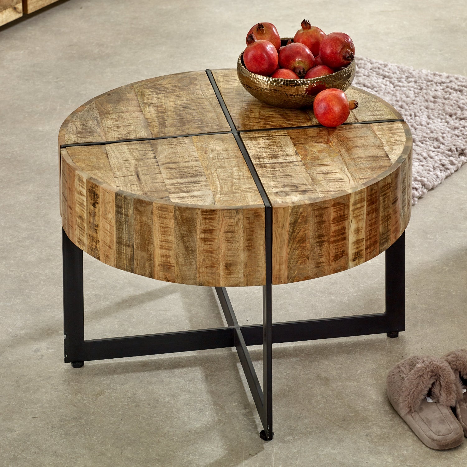 Merlin Mango Wooden Coffee Table With Metal Legs Merlin Mango Wooden Coffee Table With Metal Legs