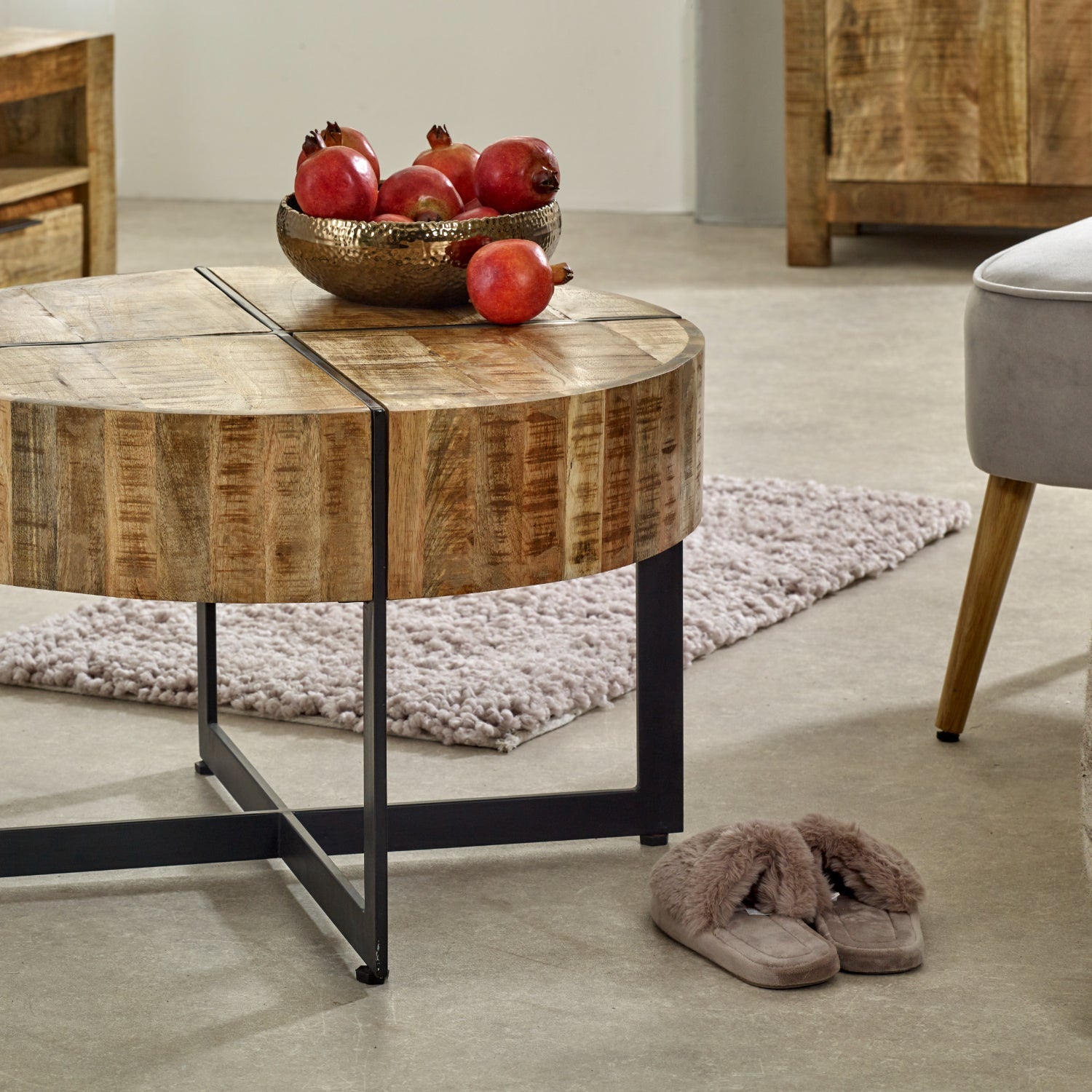 Merlin Mango Wooden Coffee Table With Metal Legs Merlin Mango Wooden Coffee Table With Metal Legs