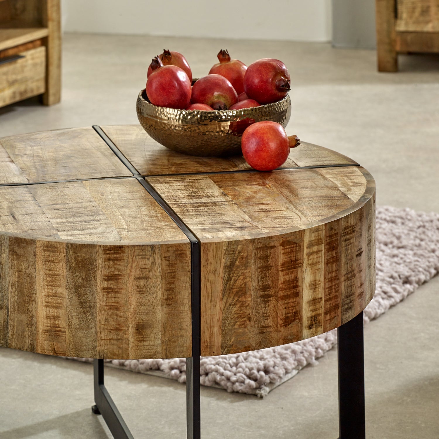 Merlin Mango Wooden Coffee Table With Metal Legs Merlin Mango Wooden Coffee Table With Metal Legs