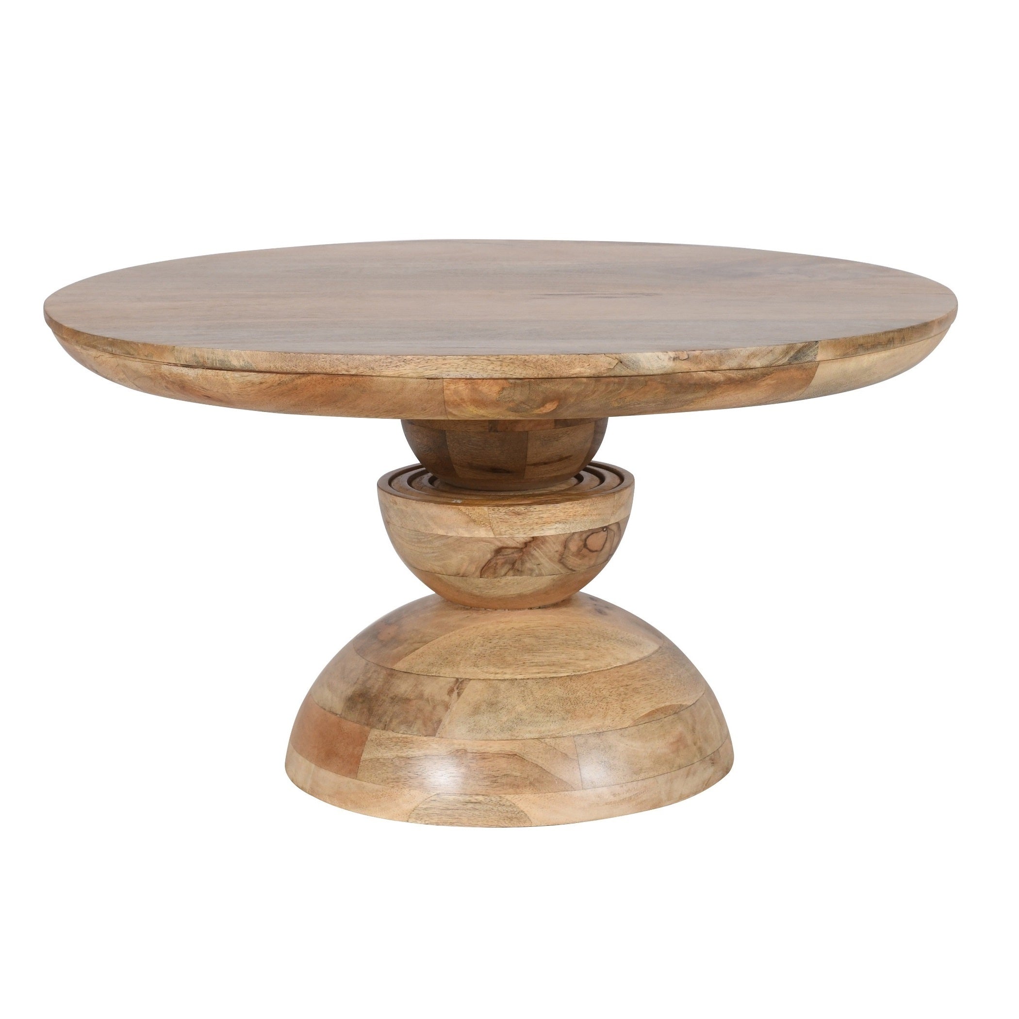Merlin Mango Wood Pedestal Round Coffee Table Merlin Mango Wood Pedestal Round Coffee Table
