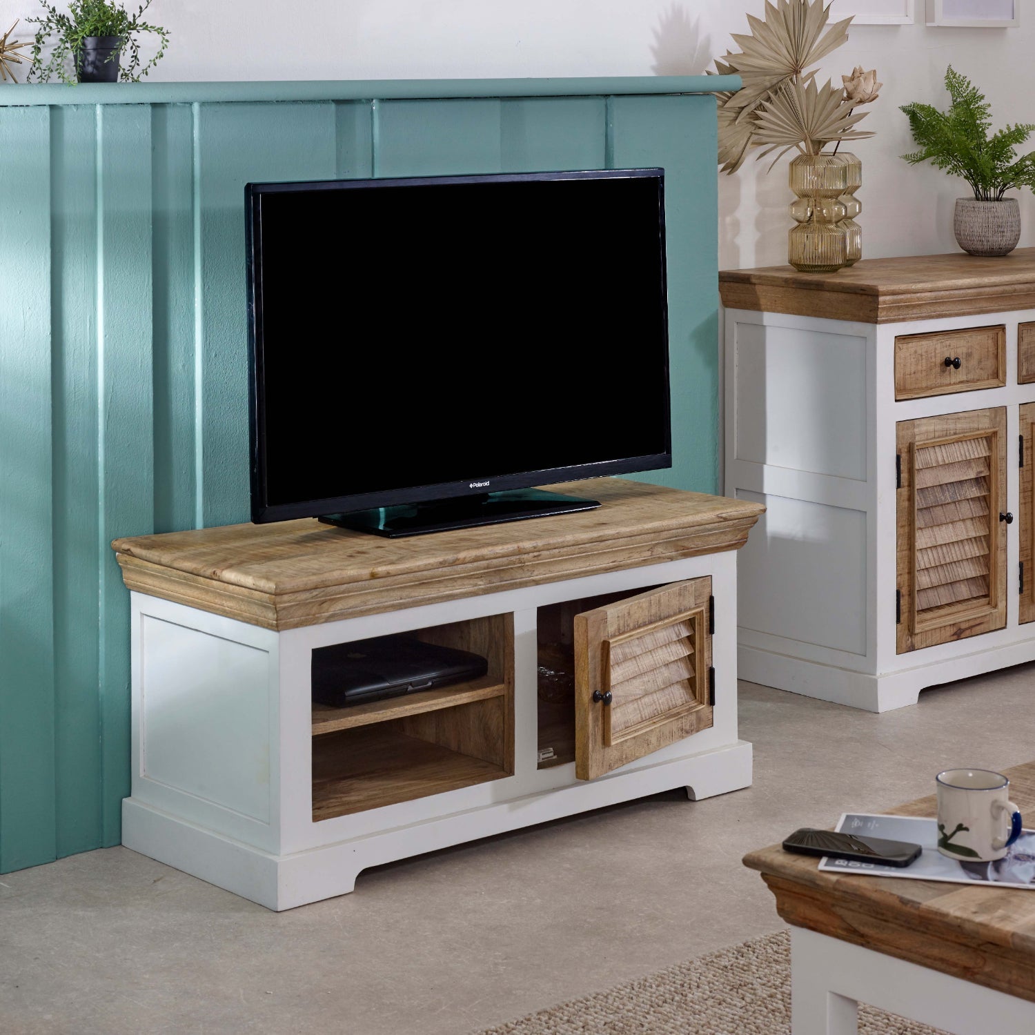 Bianco Solid Mango Wood Small Tv Cabinet White Bianco Solid Mango Wood Small Tv Cabinet White