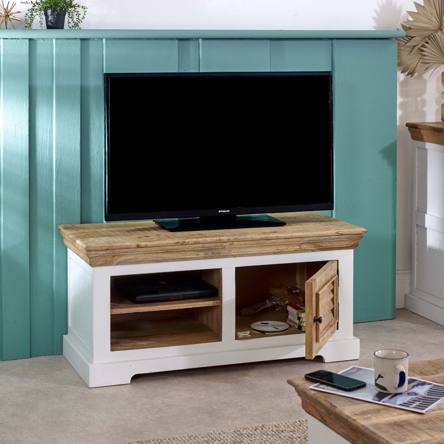 Bianco Solid Mango Wood Small Tv Cabinet White Bianco Solid Mango Wood Small Tv Cabinet White