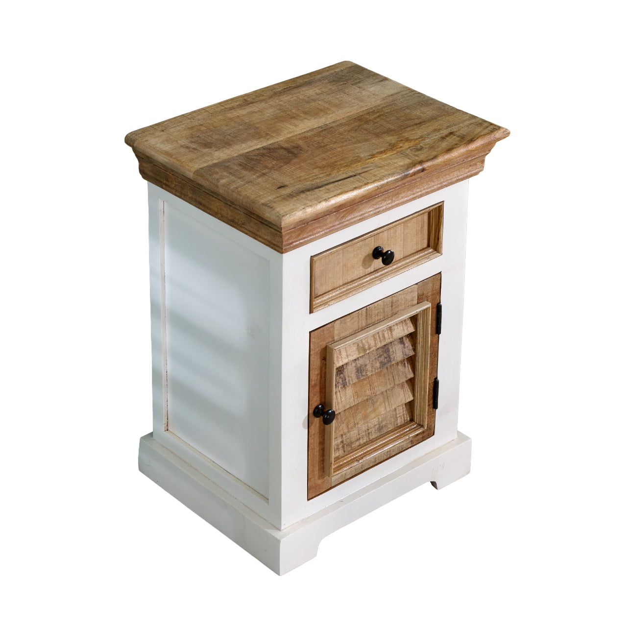 Bianco Solid Mango Wood White Bedside Cabinet with 1 Darwer & 1 Door Bianco Solid Mango Wood White Bedside Cabinet with 1 Darwer & 1 Door