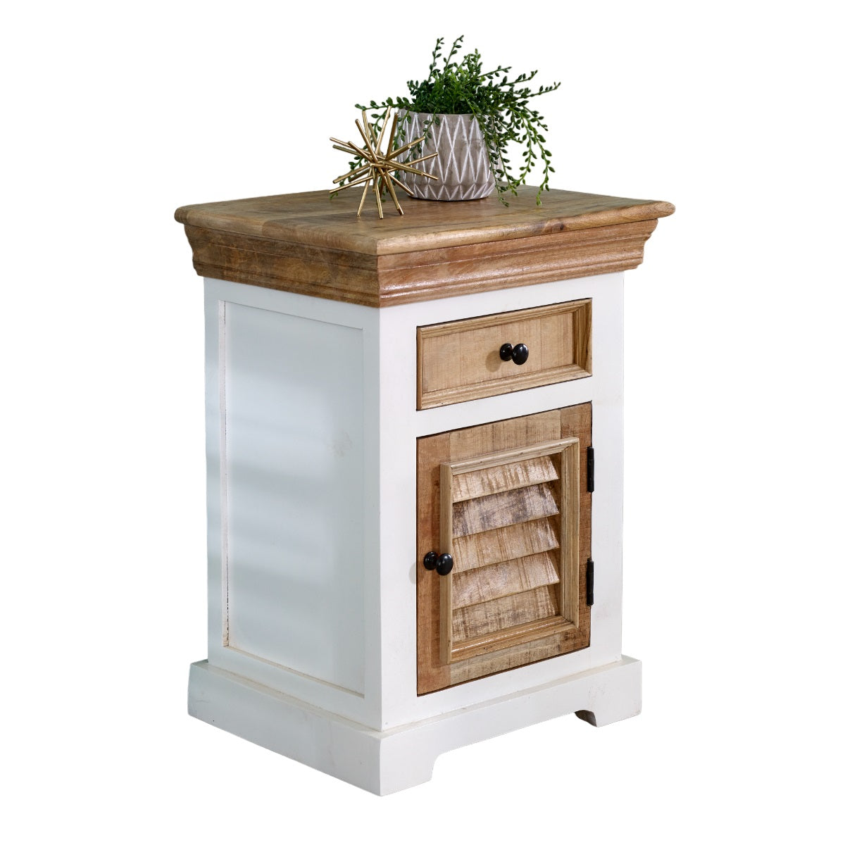 Bianco Solid Mango Wood White Bedside Cabinet with 1 Darwer & 1 Door Bianco Solid Mango Wood White Bedside Cabinet with 1 Darwer & 1 Door