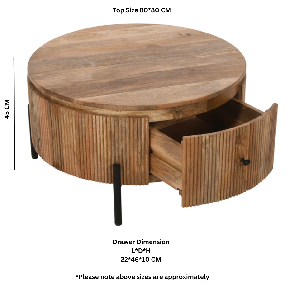 York Natural Solid Wood Coffee Table With Metal Legs York Natural Solid Wood Coffee Table With Metal Legs