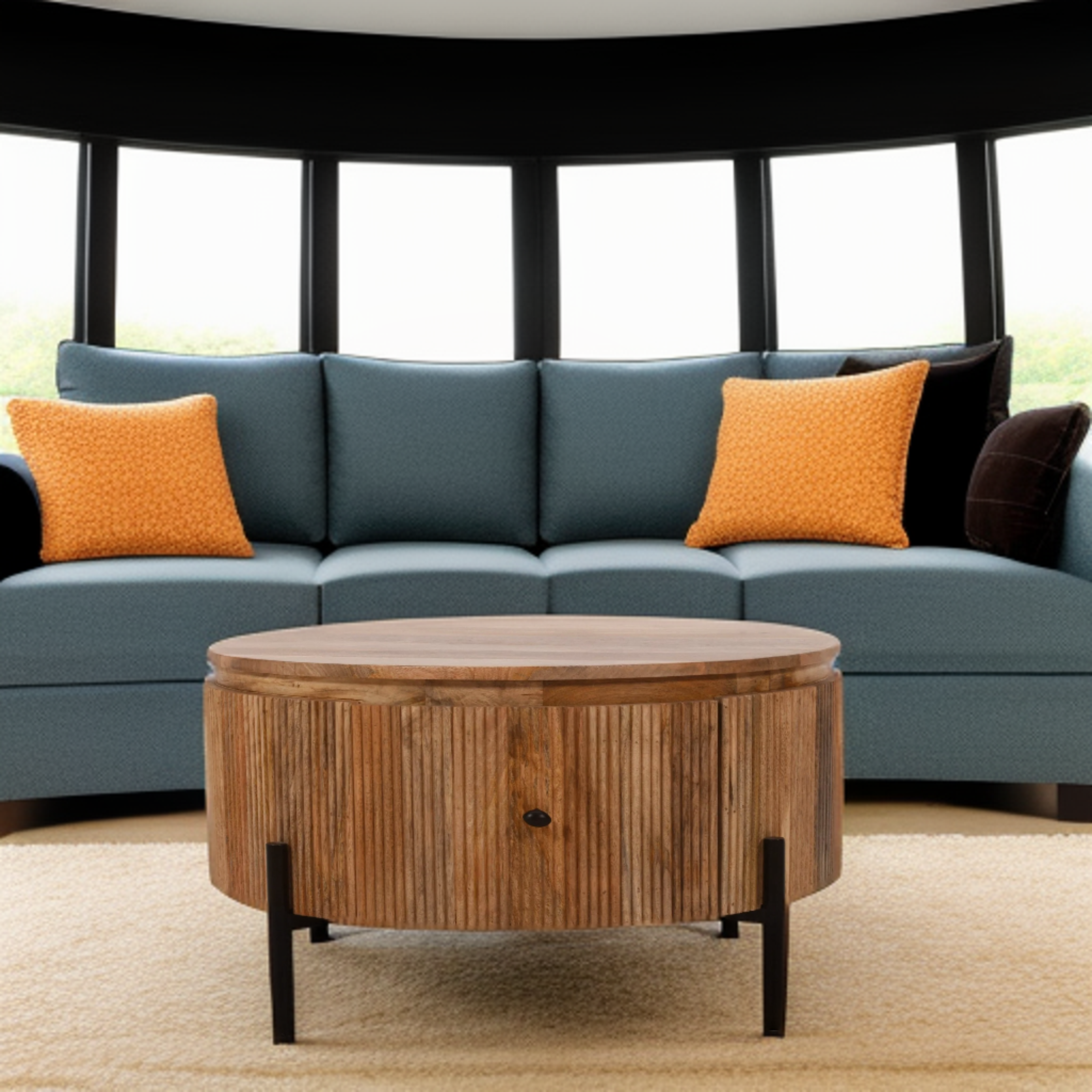 York Natural Solid Wood Coffee Table With Metal Legs York Natural Solid Wood Coffee Table With Metal Legs