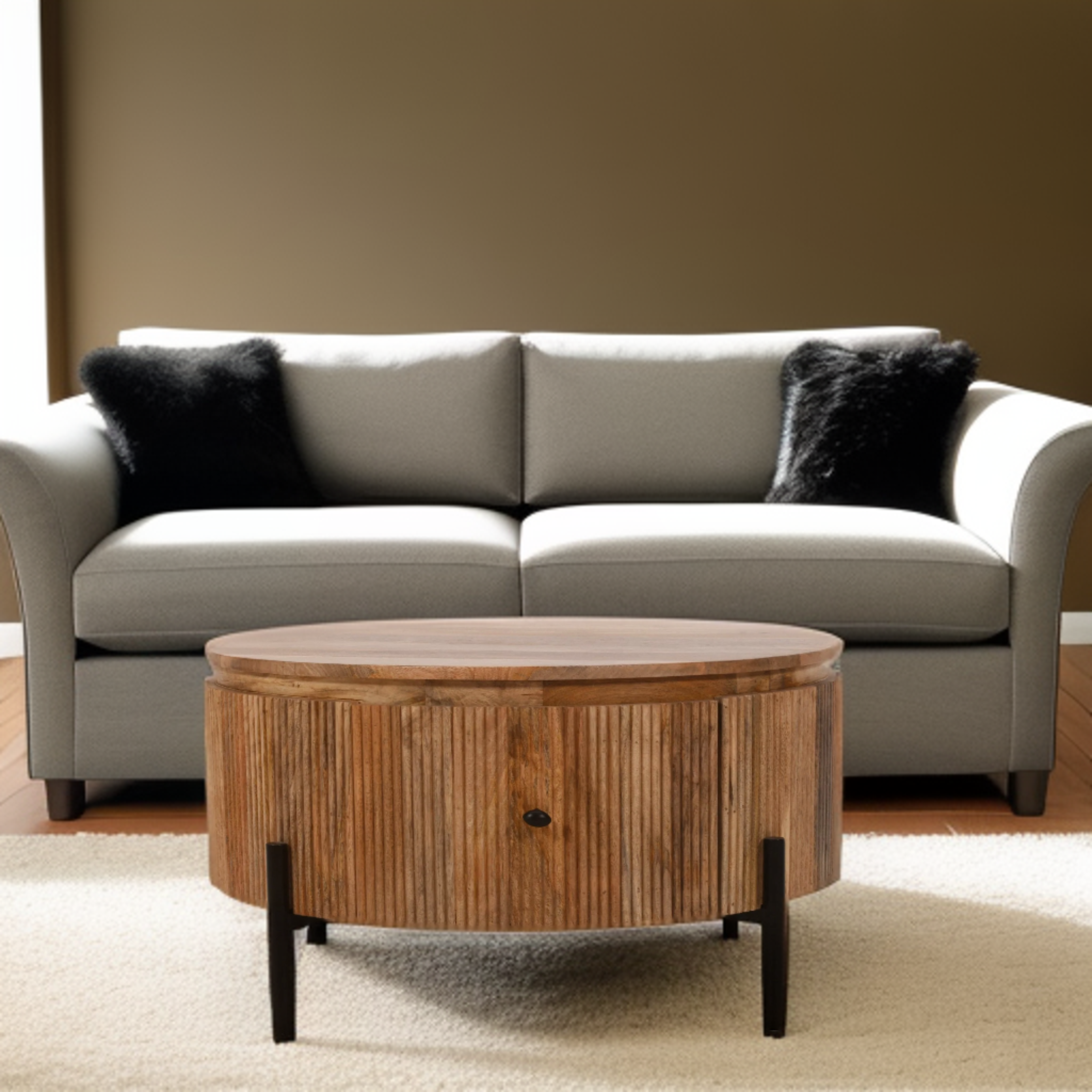 York Natural Solid Wood Coffee Table With Metal Legs York Natural Solid Wood Coffee Table With Metal Legs