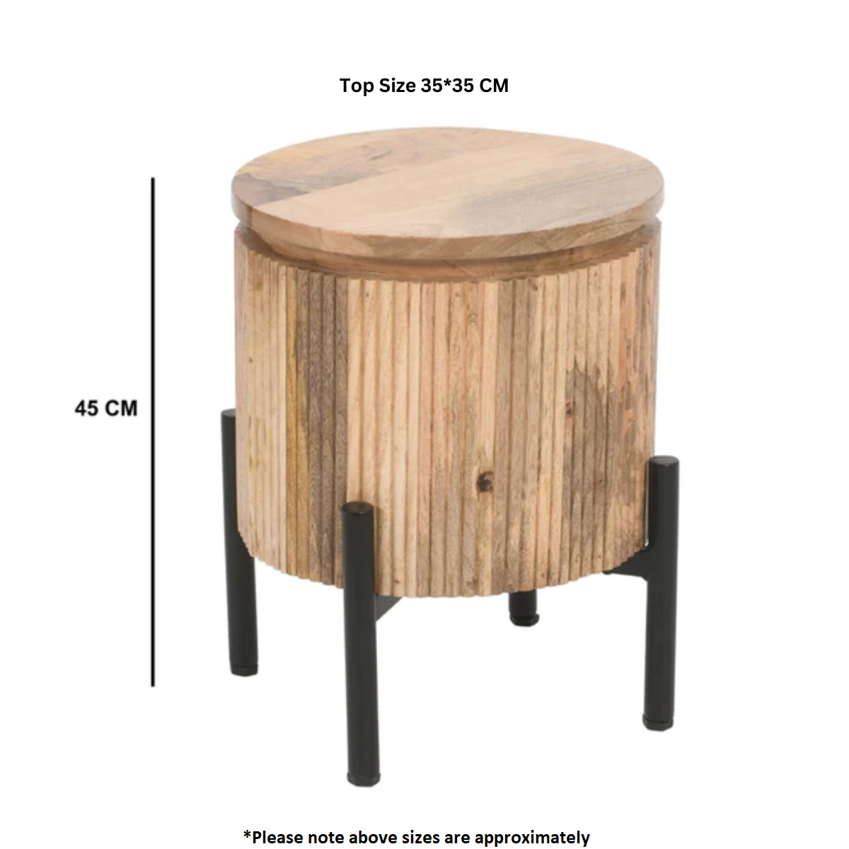 York Solid Wood Bedside Table with Metal Legs York Solid Wood Bedside Table with Metal Legs