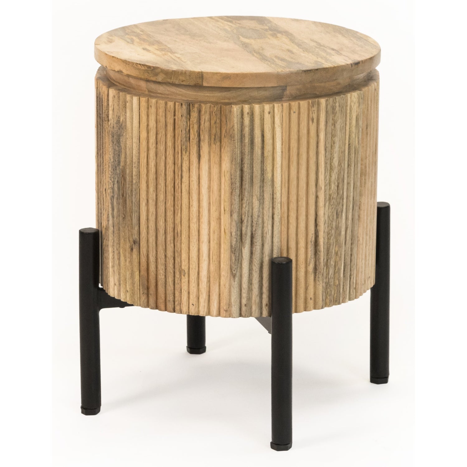 York Solid Wood Bedside Table with Metal Legs York Solid Wood Bedside Table with Metal Legs