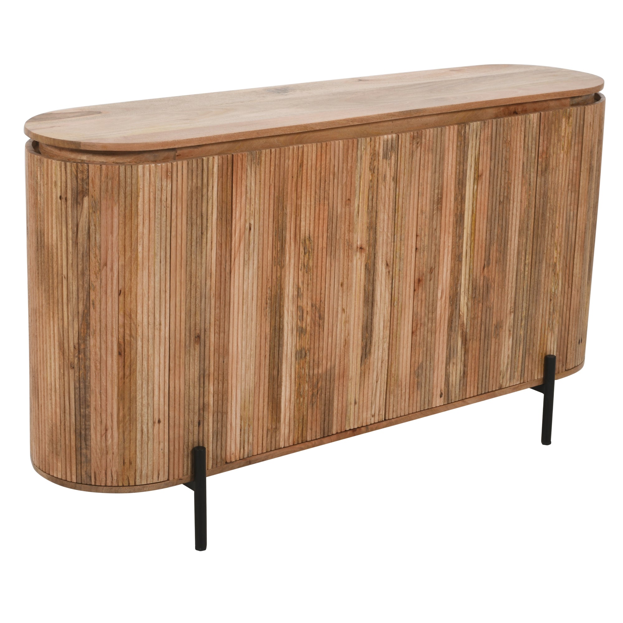 York Solid Wood Sideboard With Metal Legs Wooden sideboard with a white background