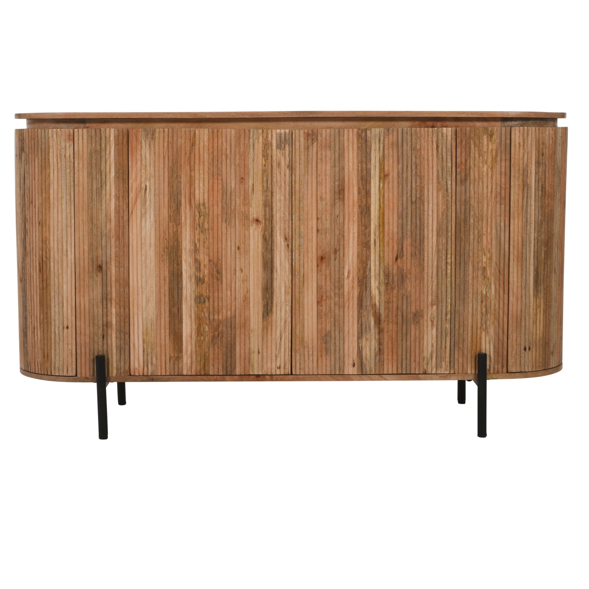 York Solid Wood Sideboard With Metal Legs Wooden sideboard with a white background