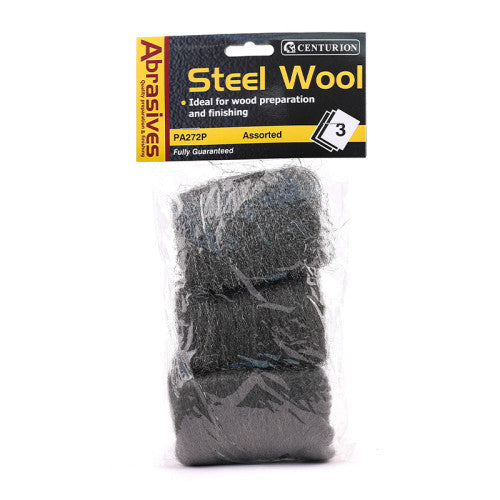 Abrasives Steel Wire Wool, Assorted (Pack of 3) Wire Wool