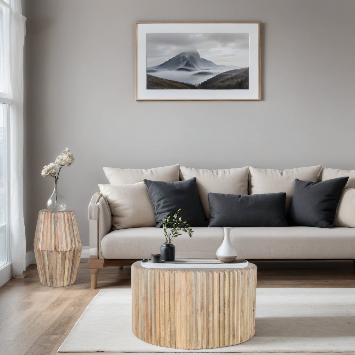 Preston Mango Wood Round Coffee Table Preston Mango Wood Round Coffee Table