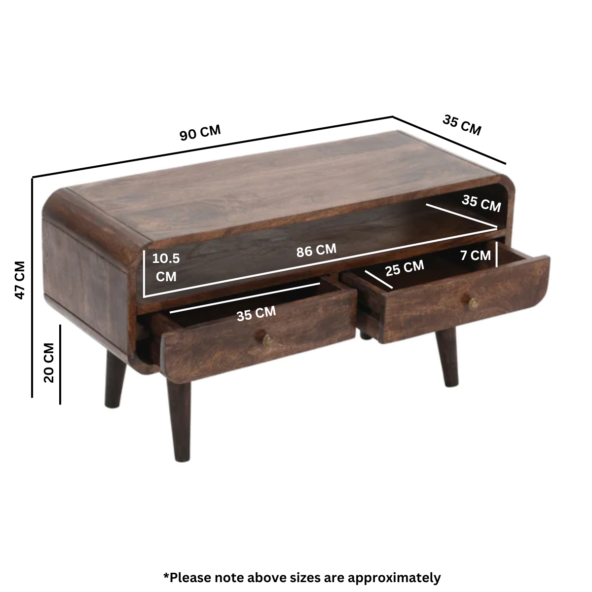 Franklin Dark Mango Wood TV Stand with 2 Drawers Franklin Dark Mango Wood TV Stand with 2 Drawers