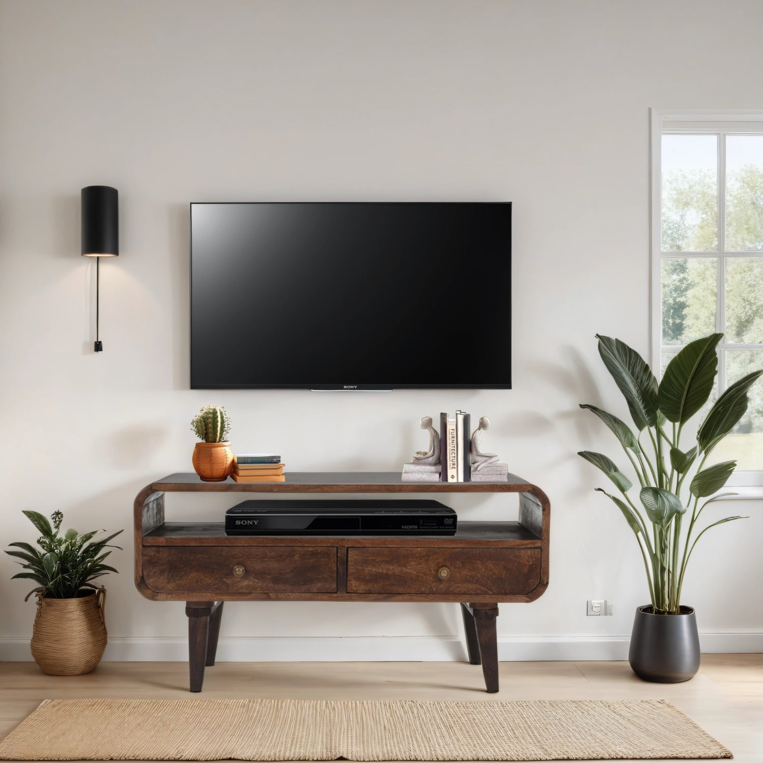 Franklin Dark Mango Wood TV Stand with 2 Drawers Franklin Dark Mango Wood TV Stand with 2 Drawers