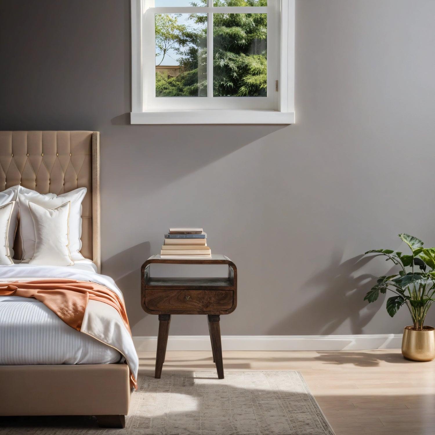 Franklin Dark Mango Wood Bedside Table with Drawer Franklin Dark Mango Wood Bedside Table with Drawer