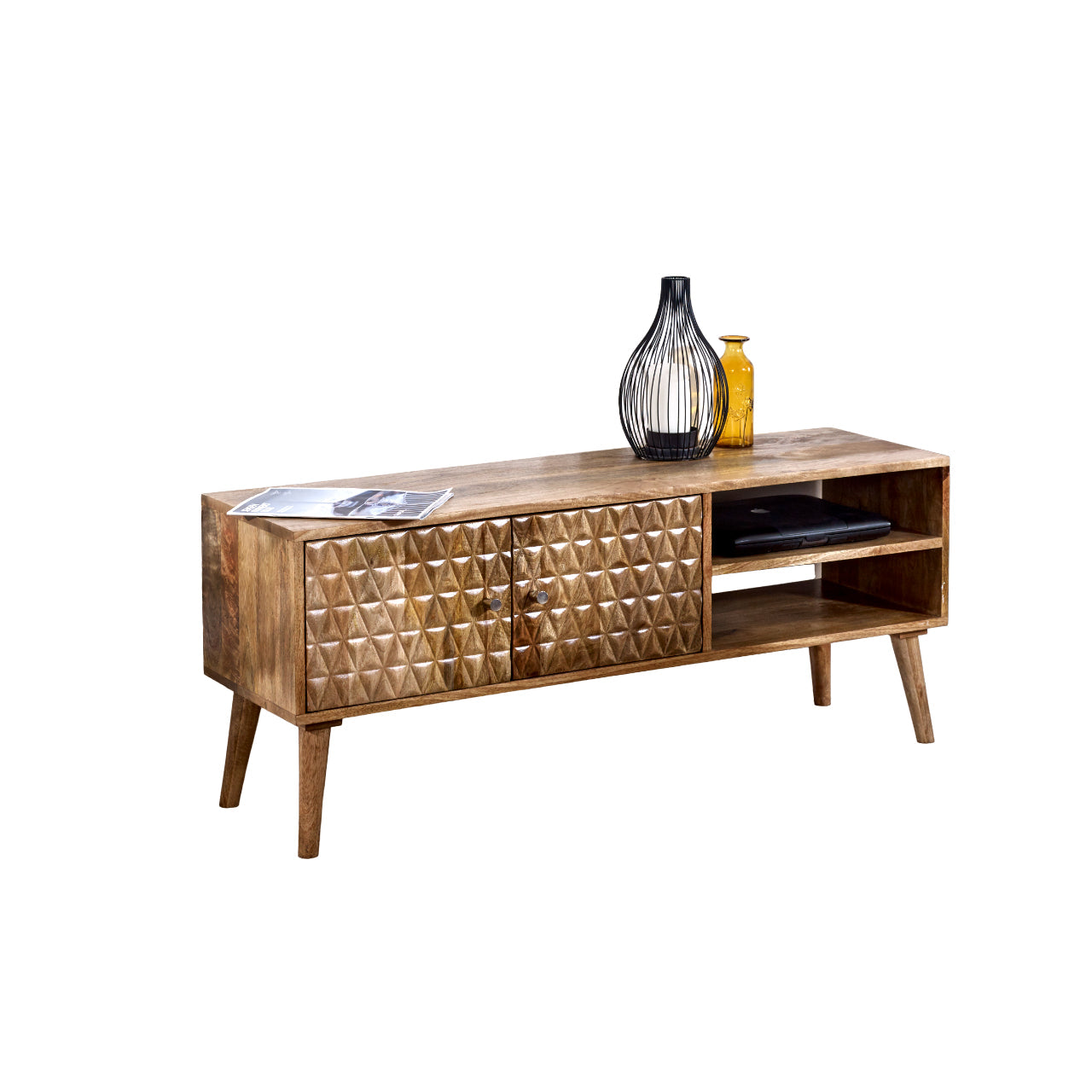 Marlow Light Mango Wood TV Stand with 2 Doors & 2 Shelves Marlow Light Mango Wood TV Stand with 2 Doors & 2 Shelves