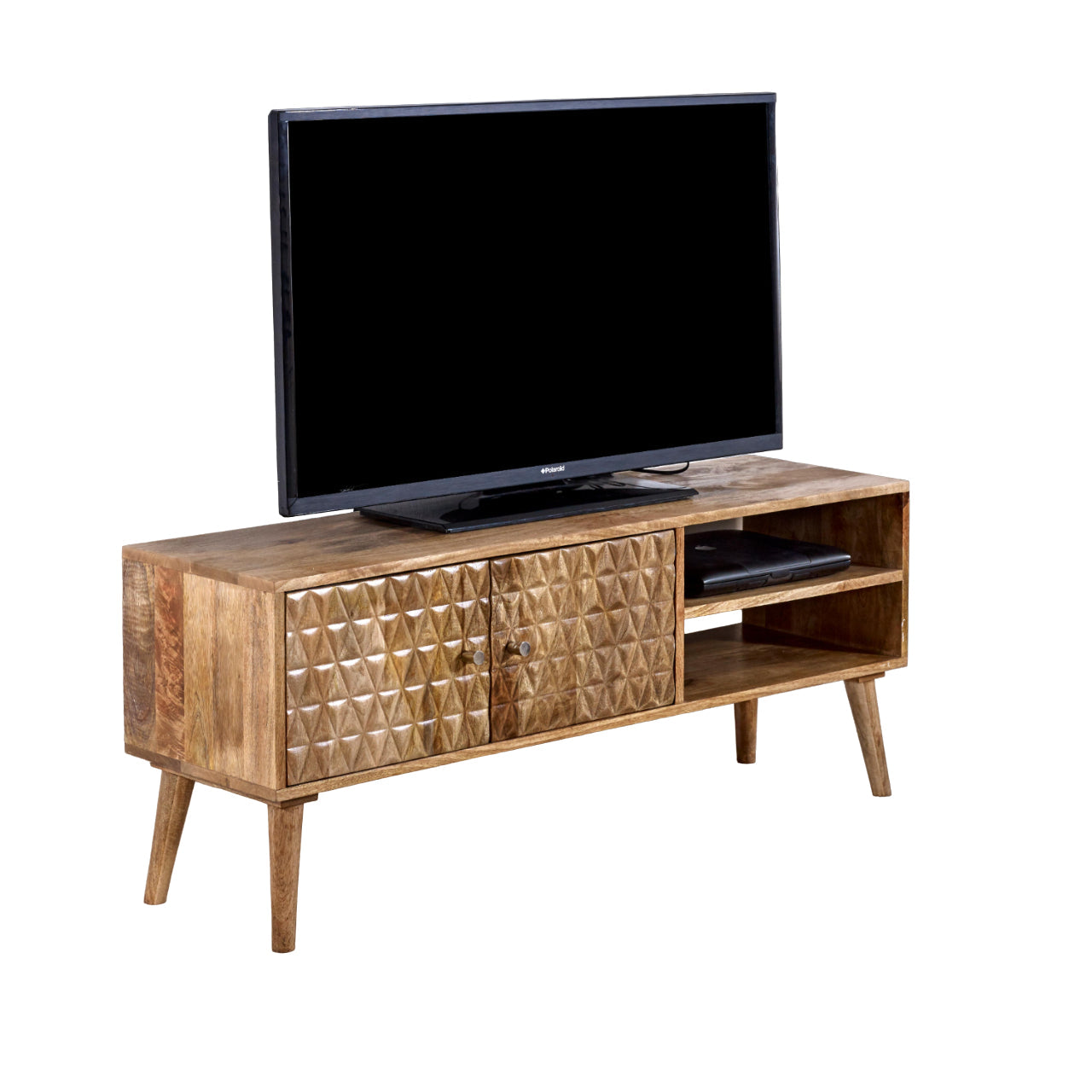 Marlow Light Mango Wood TV Stand with 2 Doors & 2 Shelves Marlow Light Mango Wood TV Stand with 2 Doors & 2 Shelves