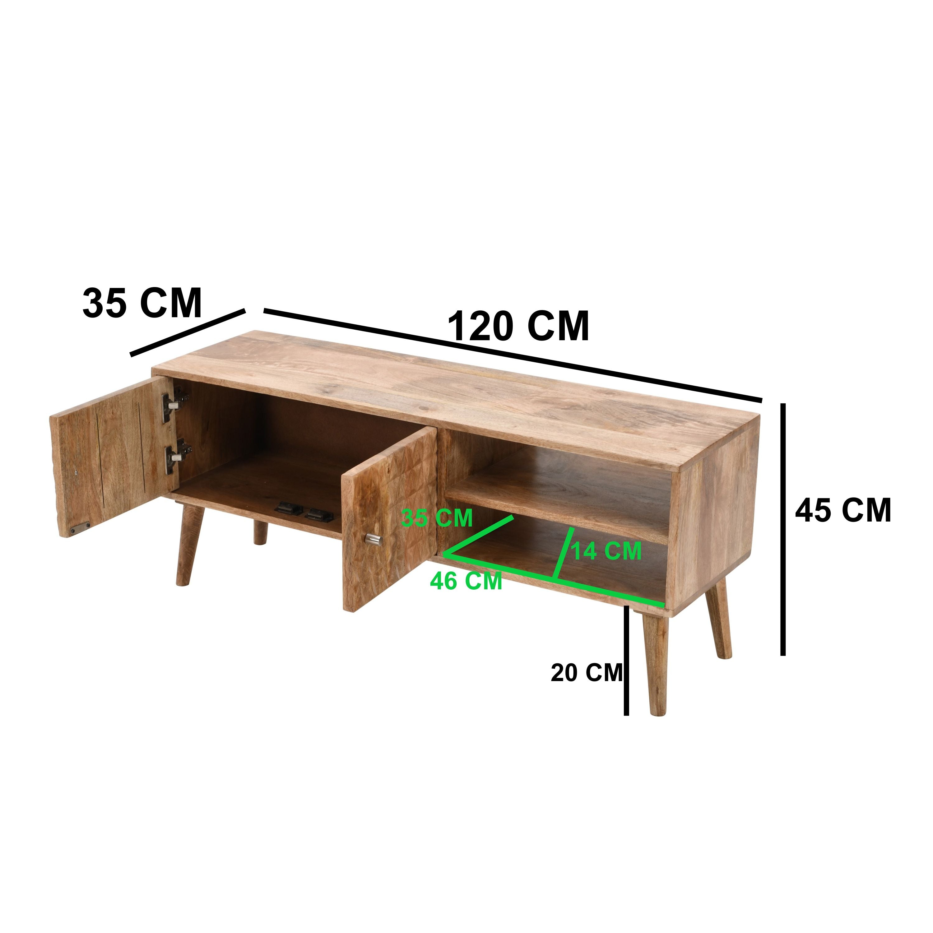 Marlow Light Mango Wood TV Stand with 2 Doors & 2 Shelves Marlow Light Mango Wood TV Stand with 2 Doors & 2 Shelves