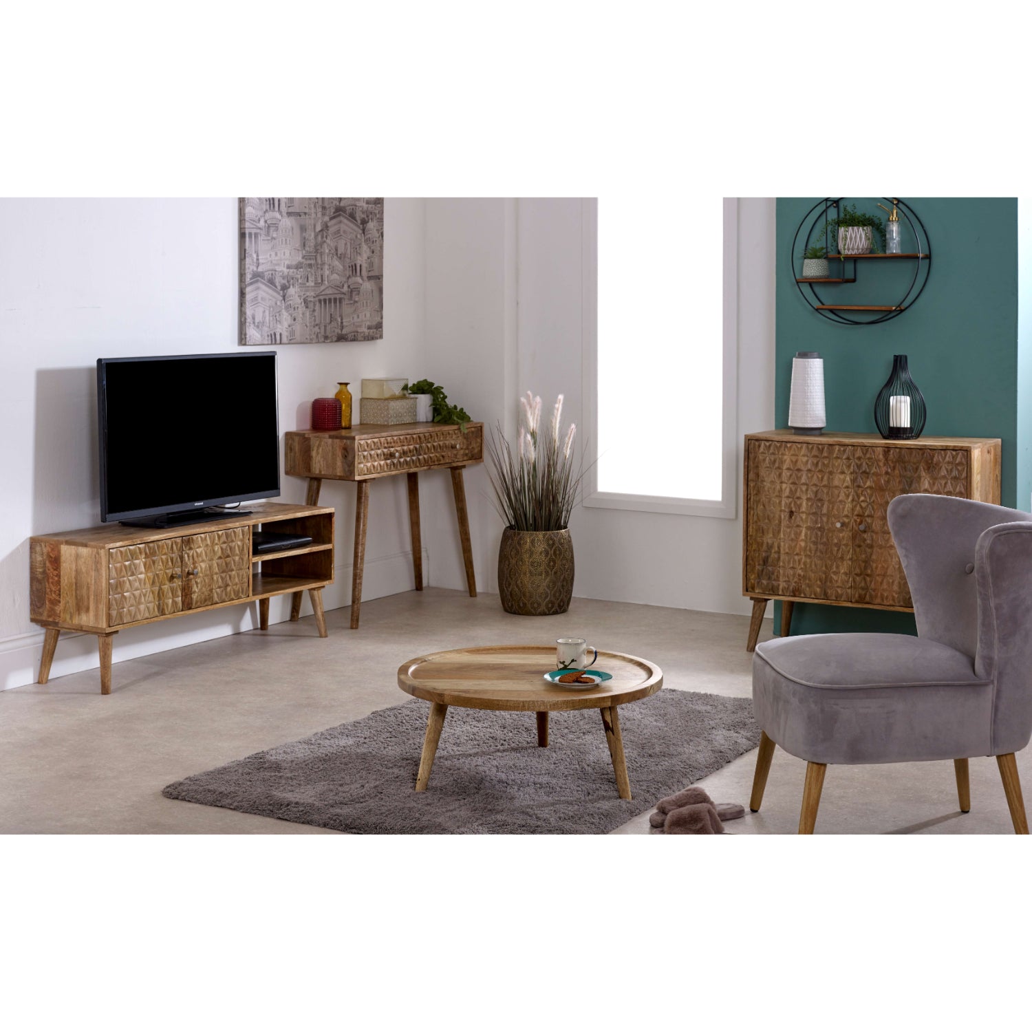 Marlow Light Mango Wood Round Low Coffee Table Marlow Light Mango Wood Round Low Coffee Table