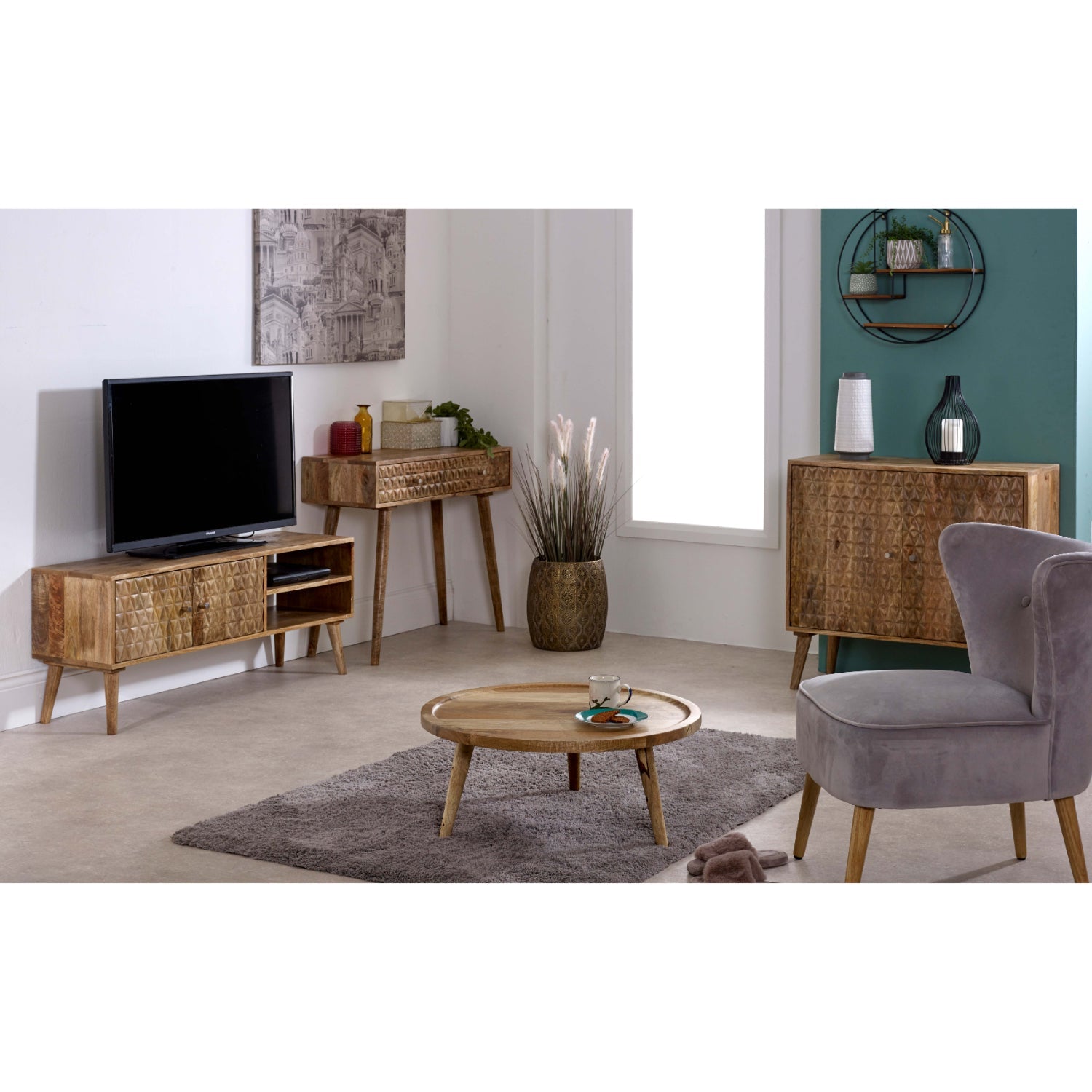 Marlow Light Mango Wood Round Low Coffee Table Marlow Light Mango Wood Round Low Coffee Table