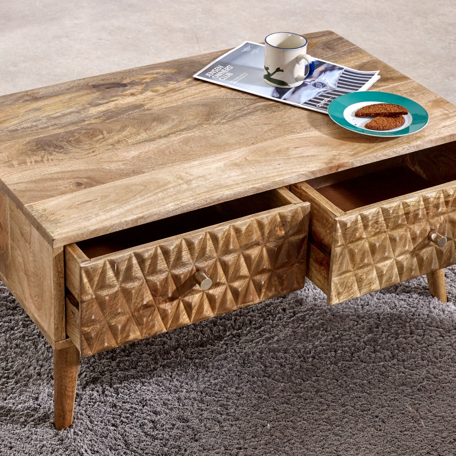 Marlow Light Mango Wood Coffee Table with 2 Drawers Marlow Light Mango Wood Coffee Table with 2 Drawers