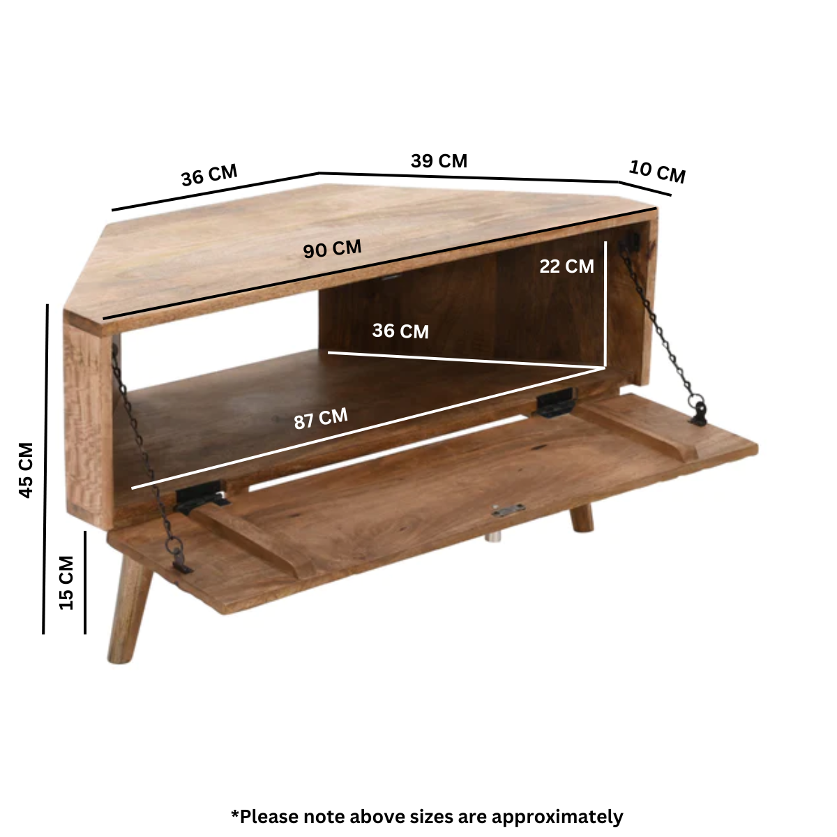 Marlow Light Mango Wood Corner TV Stand Marlow Light Mango Wood Corner TV Stand