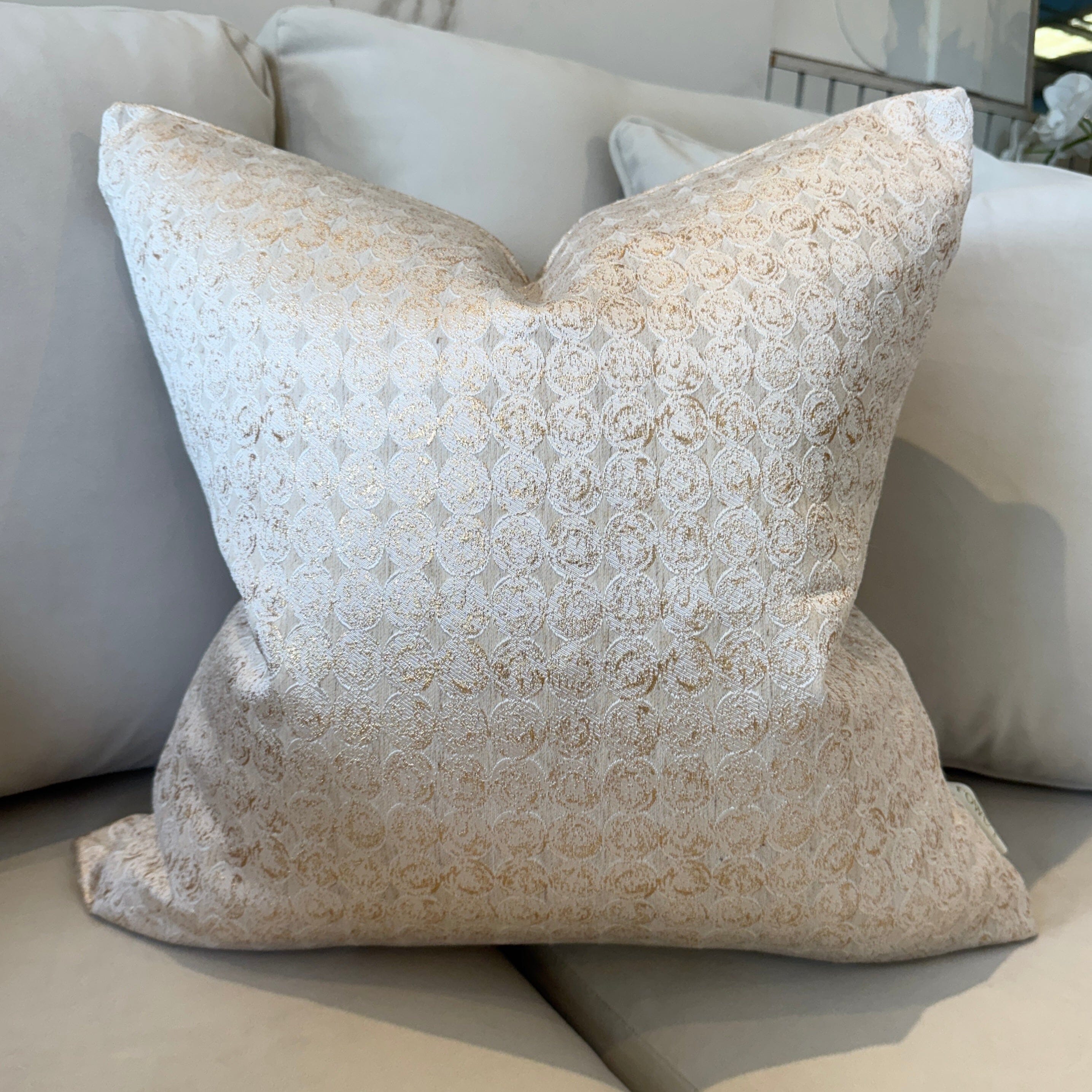 Frankie Gold Metallic Geometric Cushion - 50x50cm Frankie Gold Metallic Geometric Cushion - 50x50cm