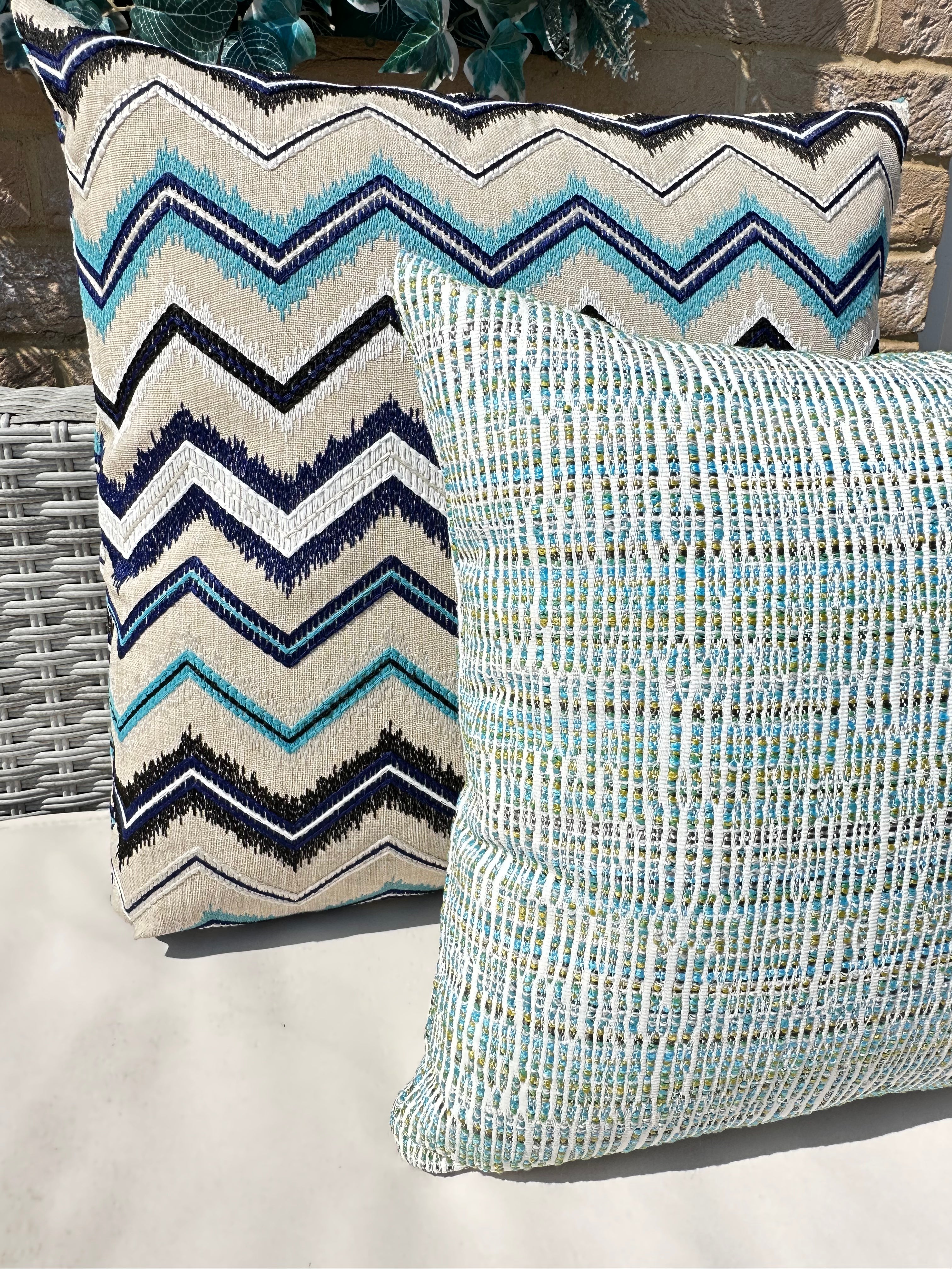 The Couture Cushion - The Outdoor Blue Jacquard - Style No. 123 The Couture Cushion - The Outdoor Blue Jacquard - Style No. 123