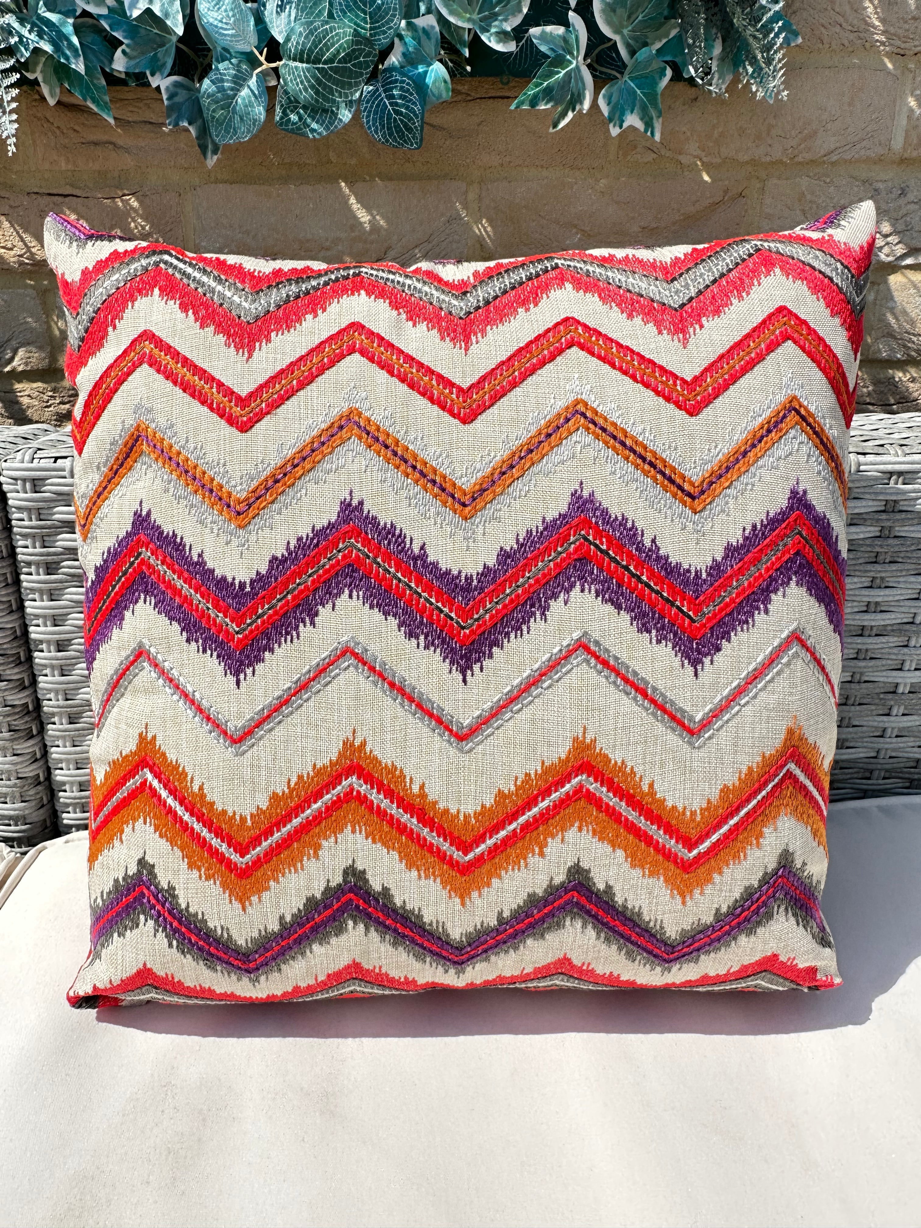 The Couture Cushion - The Outdoor Pink Zig Zag - Style No. 33 The Couture Cushion - The Outdoor Pink Zig Zag - Style No. 33