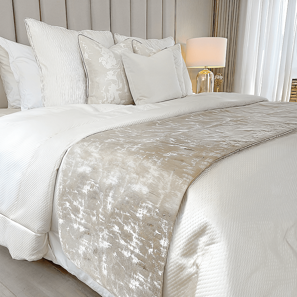 Tiana Cream & Gold Abstract Print Bed Runner Tiana Cream & Gold Abstract Print Bed Runner