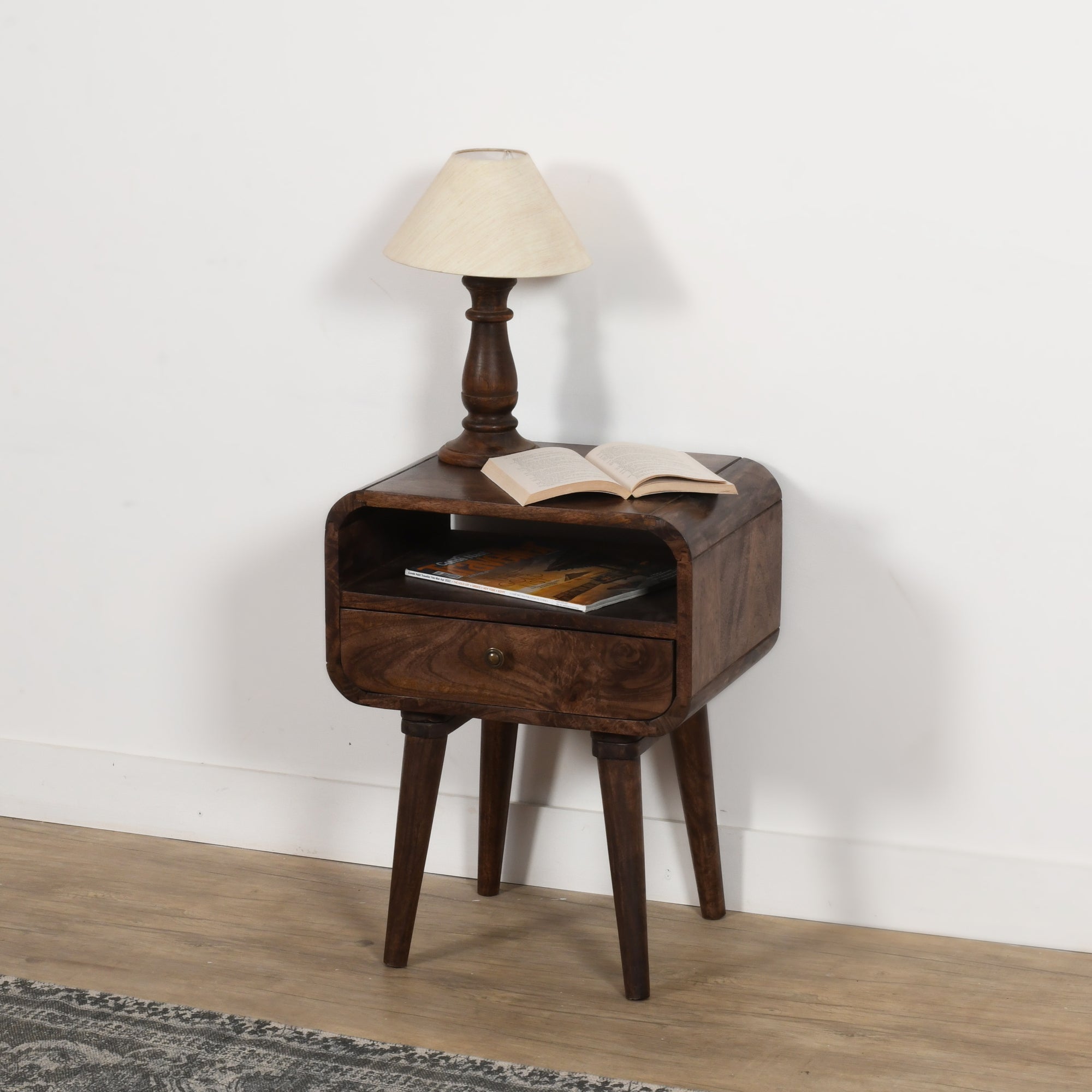 Franklin Dark Mango Wood Bedside Table with Drawer Franklin Dark Mango Wood Bedside Table with Drawer