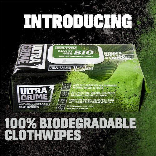 ULTRA GRIME MULTI-USE BIODEGRADABLE WIPES (GREEN) 100no