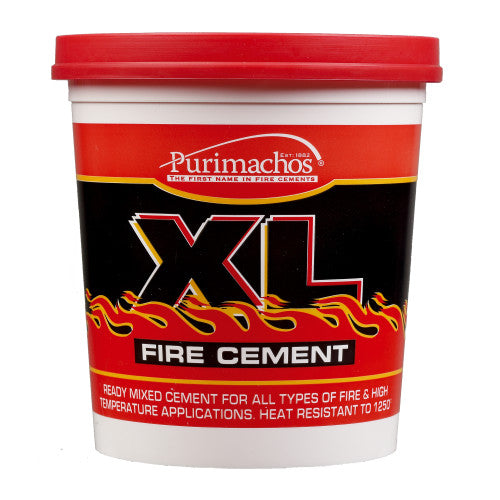 Pail of Purimachos XL Fire Cement with red lid on a white background
